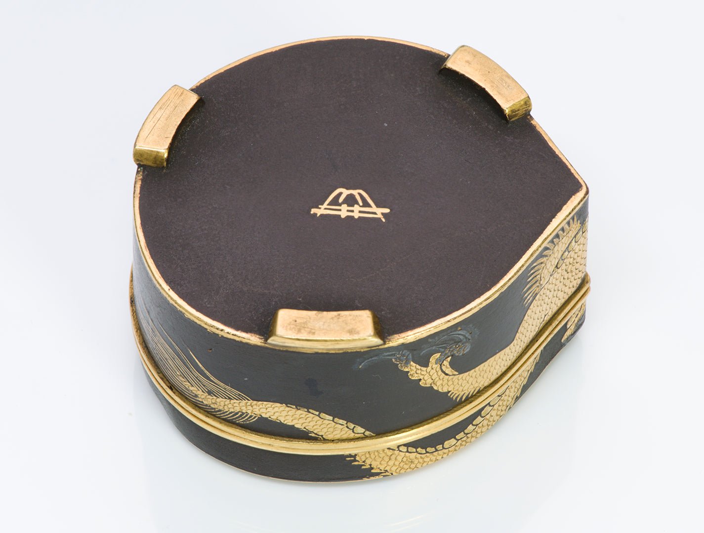 Antique Fujii Yoshitoyo Japanese Damascene 24K Gold Dragon Iron Box