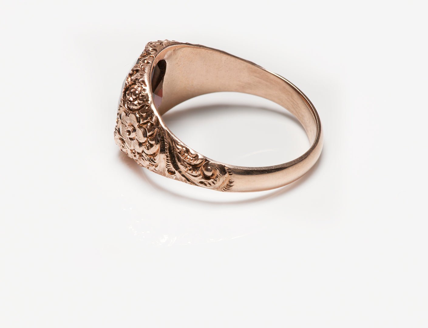 Antique Garnet Yellow Gold Men's Ring