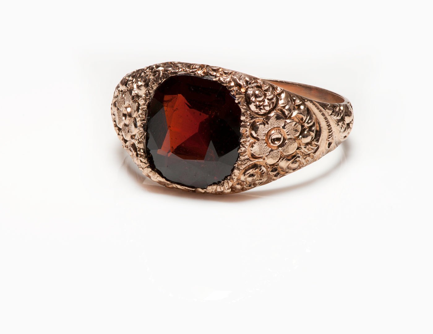 Antique Garnet Yellow Gold Men's Ring
