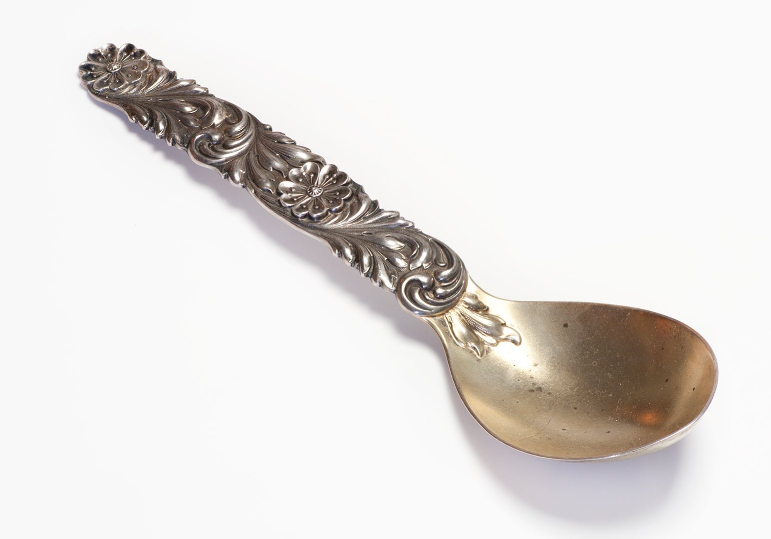 Antique George Shiebler Sterling Silver Floral Pattern Spoon