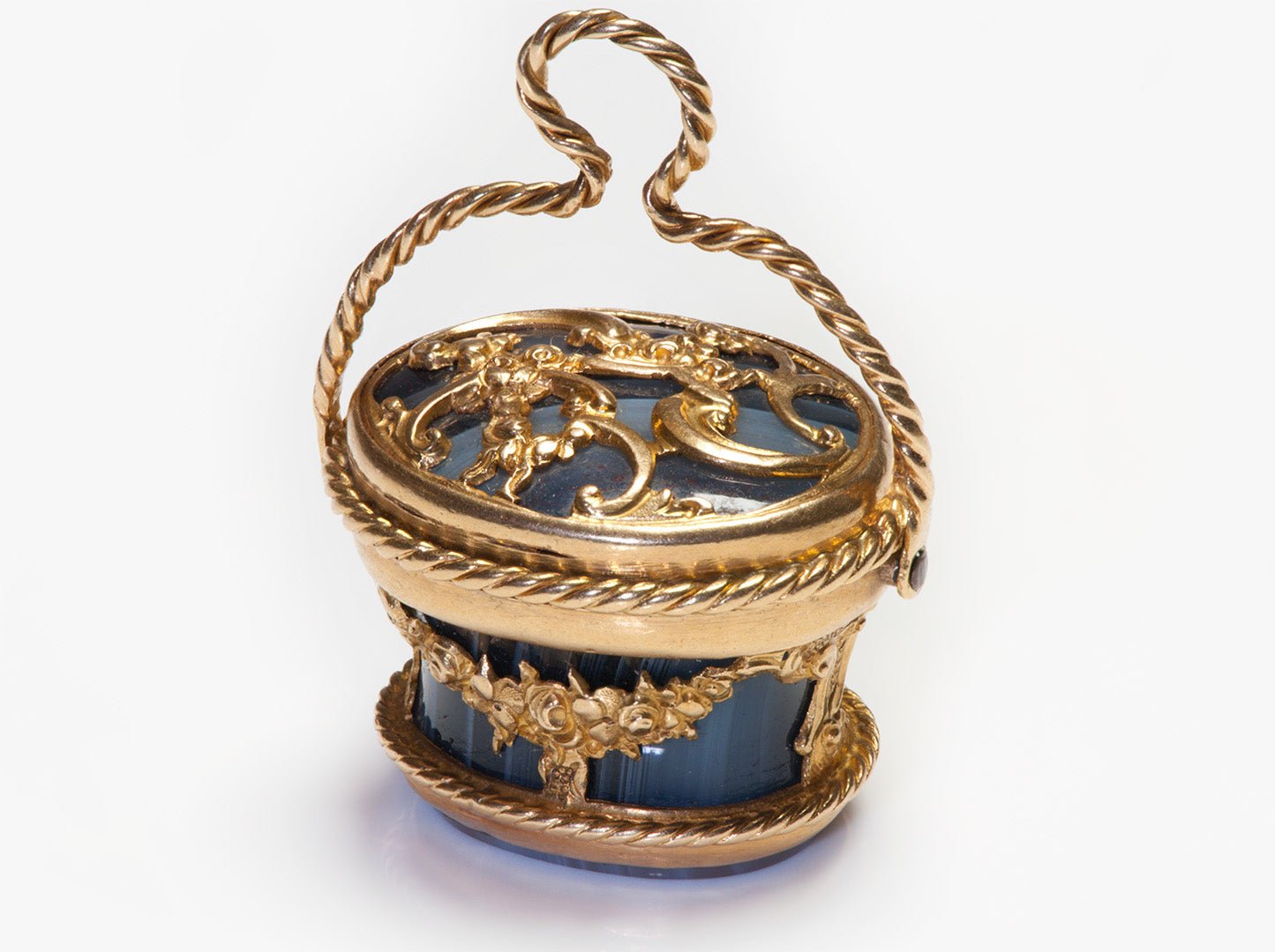 Antique Georgian French Gold Agate Miniature Basket