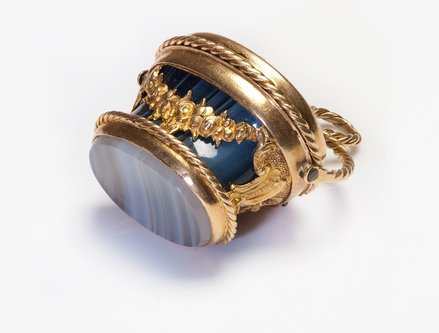 Antique Georgian French Gold Agate Miniature Basket