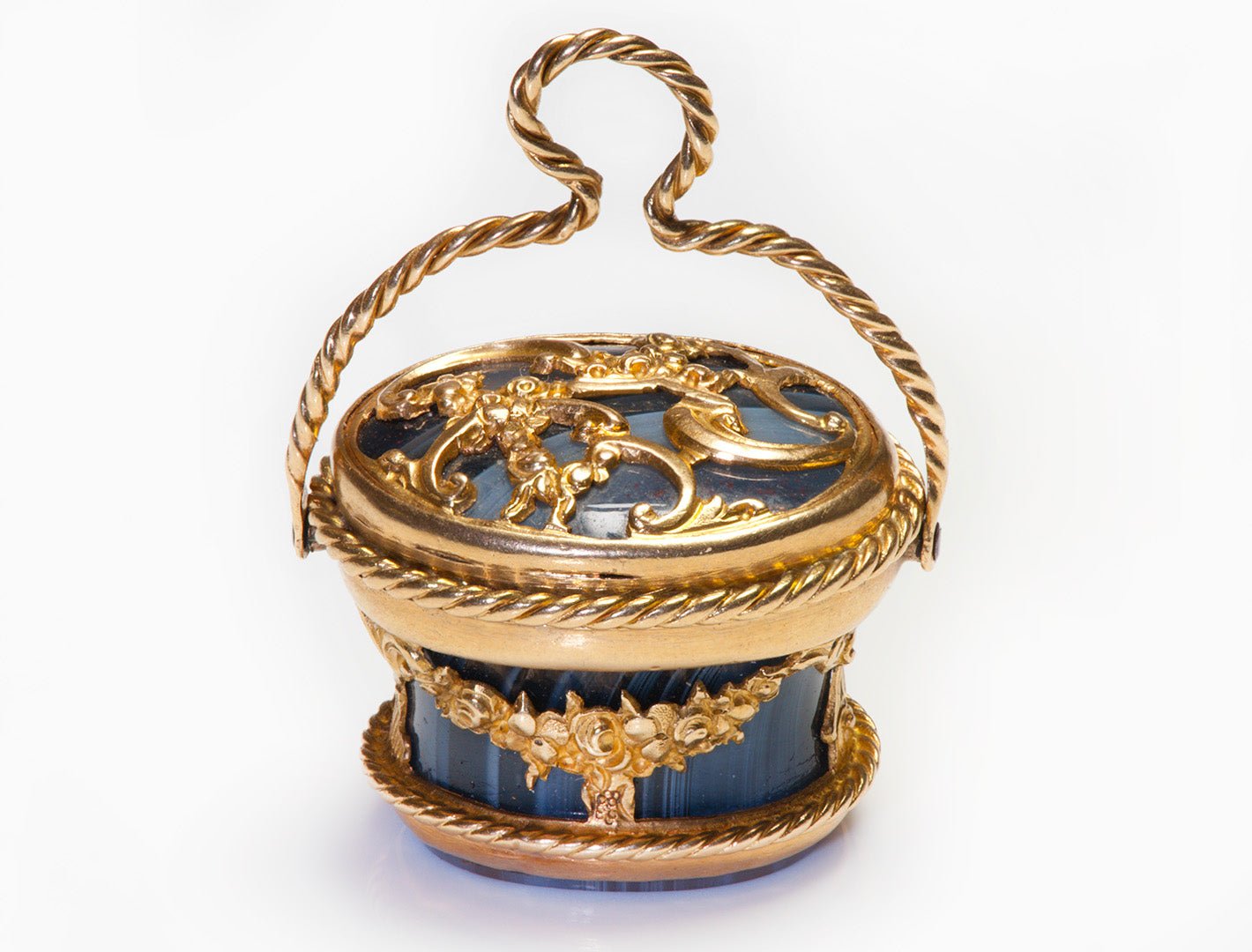 Antique Georgian French Gold Agate Miniature Basket