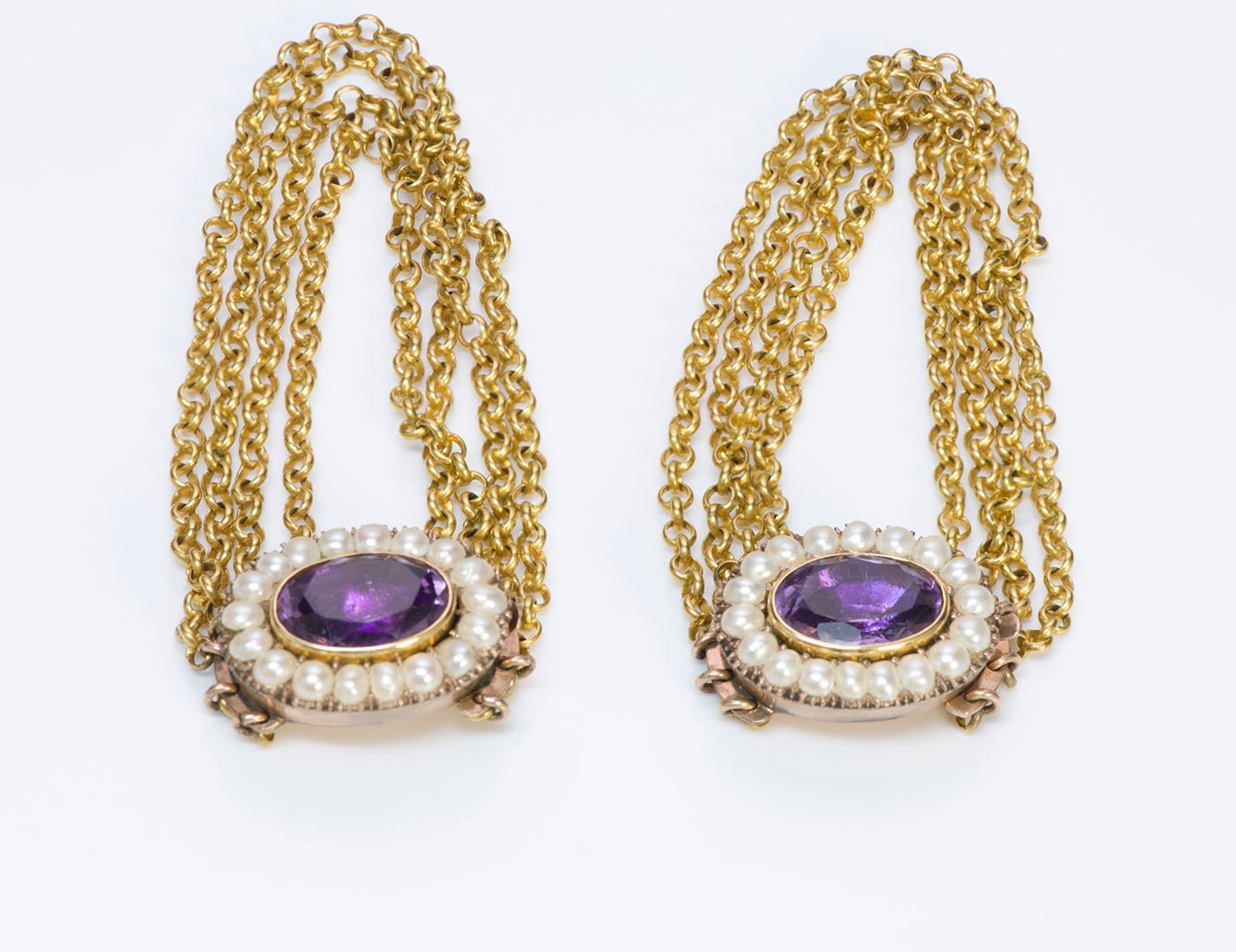 Antique Georgian Gold Amethyst Pearl Two Bracelet/Necklace
