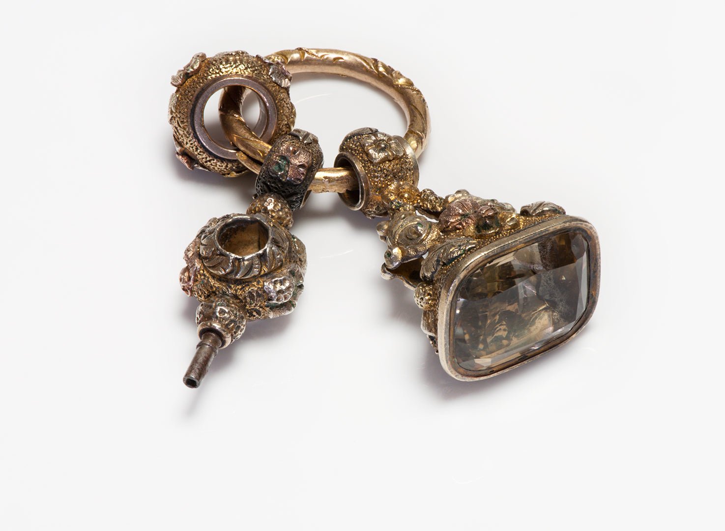 Antique Georgian Multi Colored Gold Citrine Fob and Watch Key