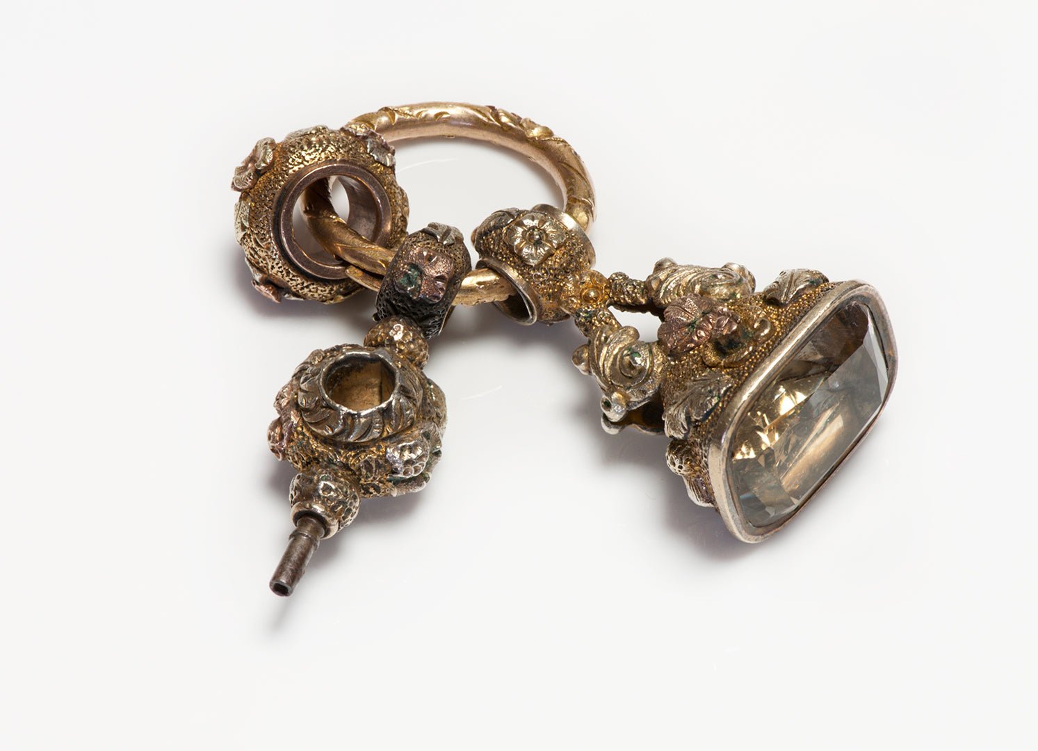 Antique Georgian Multi Colored Gold Citrine Fob and Watch Key