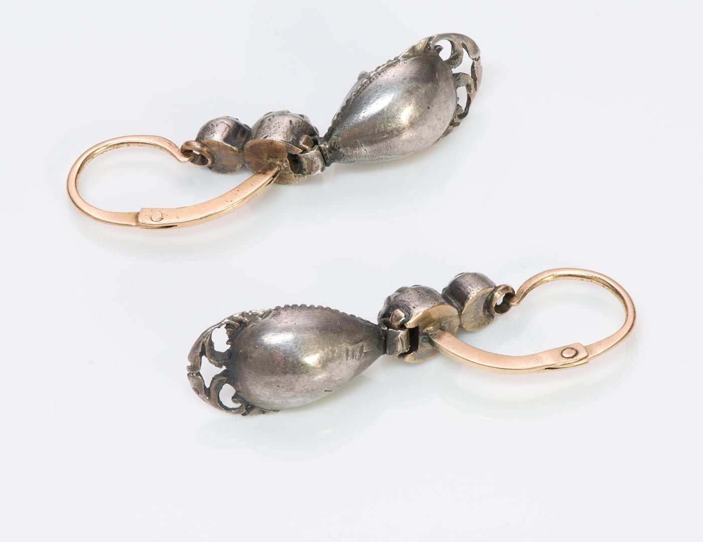 Antique Georgian Silver Gold Diamond Earrings