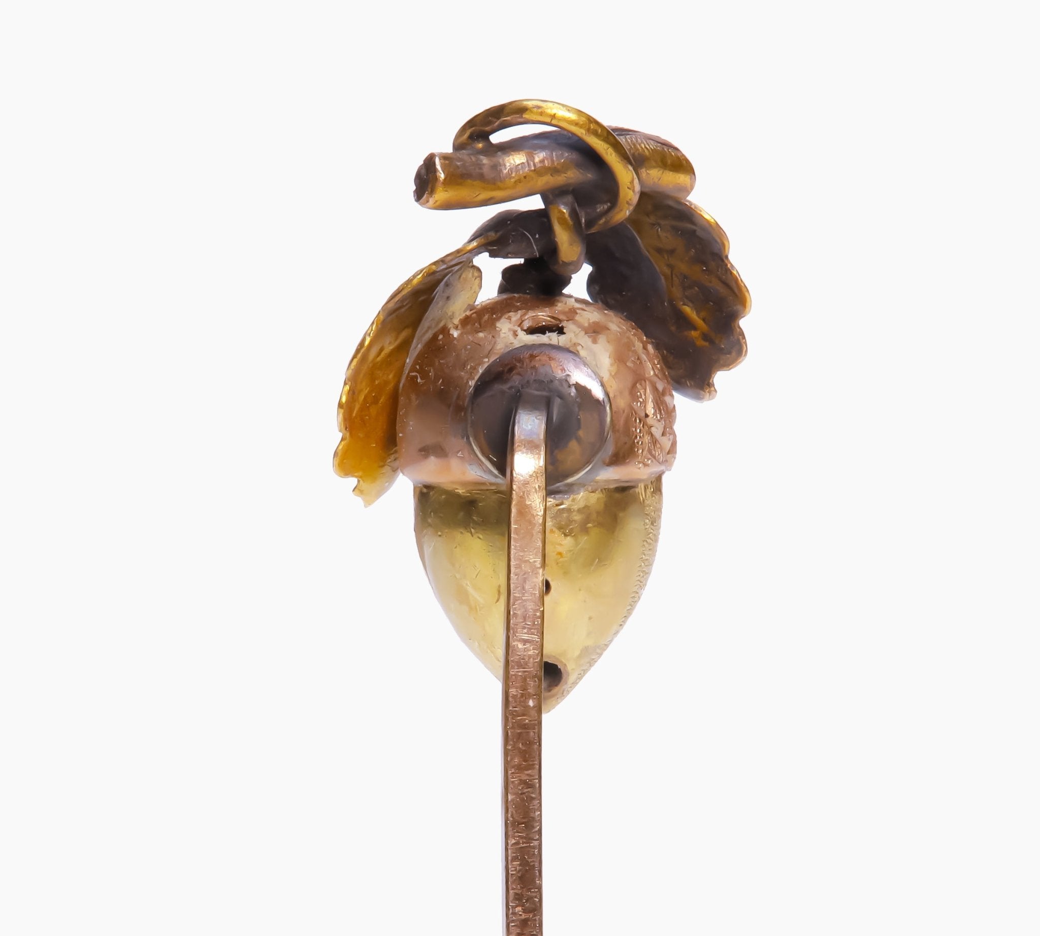 Antique Gold Acorn & Leaf Stick Pin