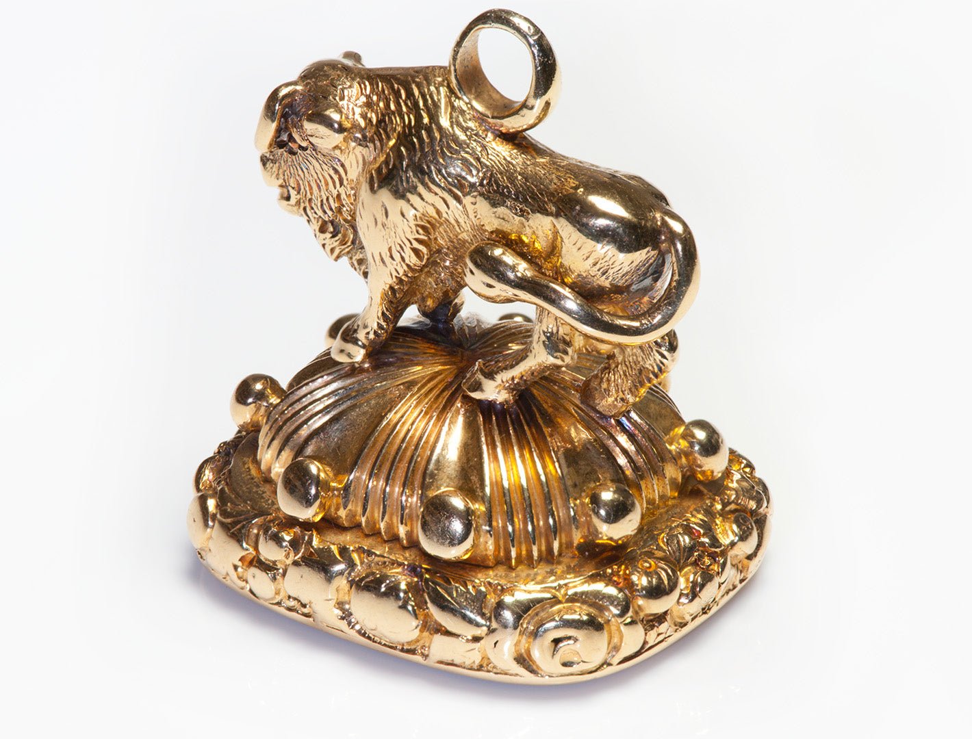 Antique Gold Amethyst Bison Fob Seal