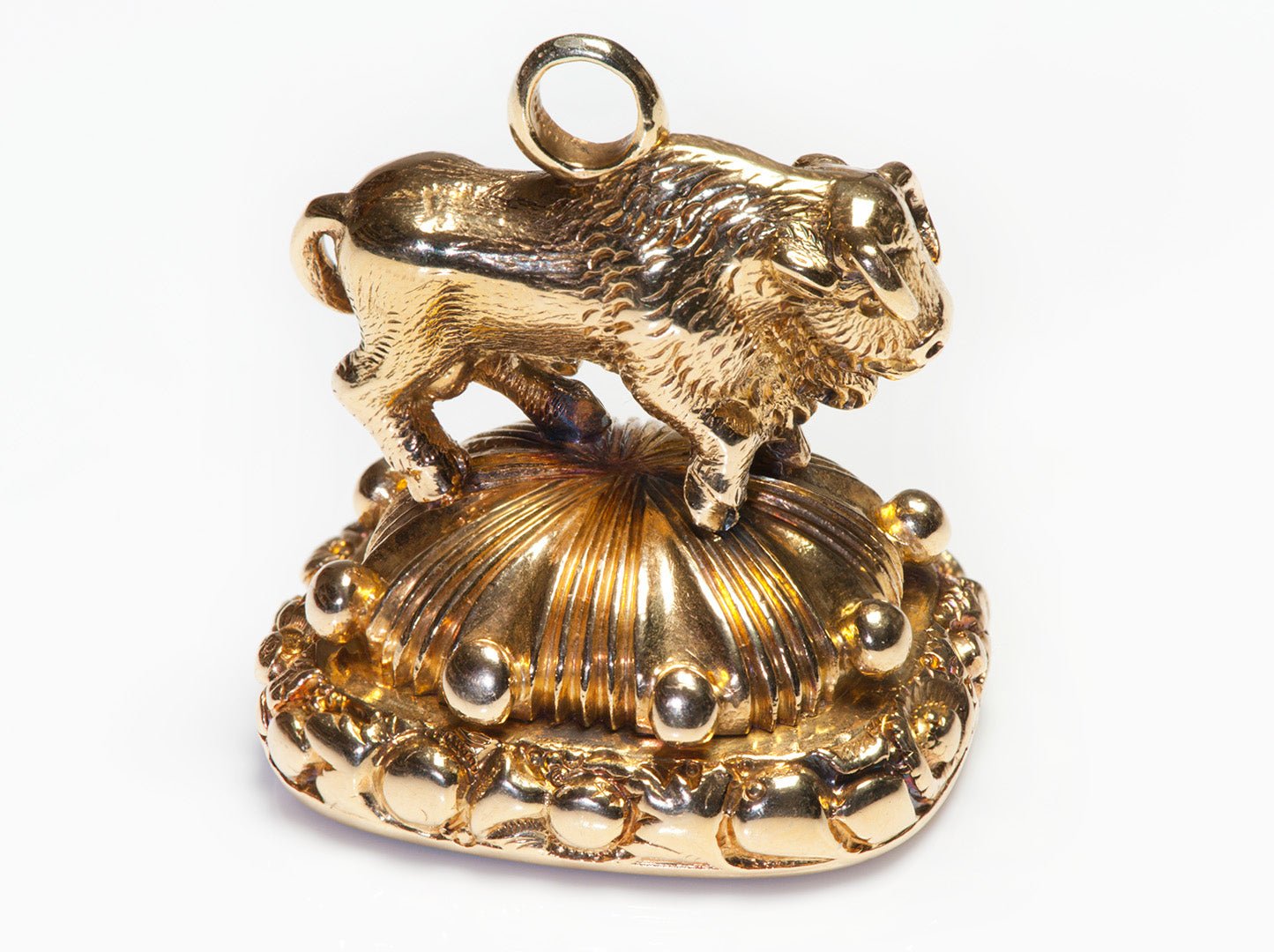 Antique Gold Amethyst Bison Fob Seal
