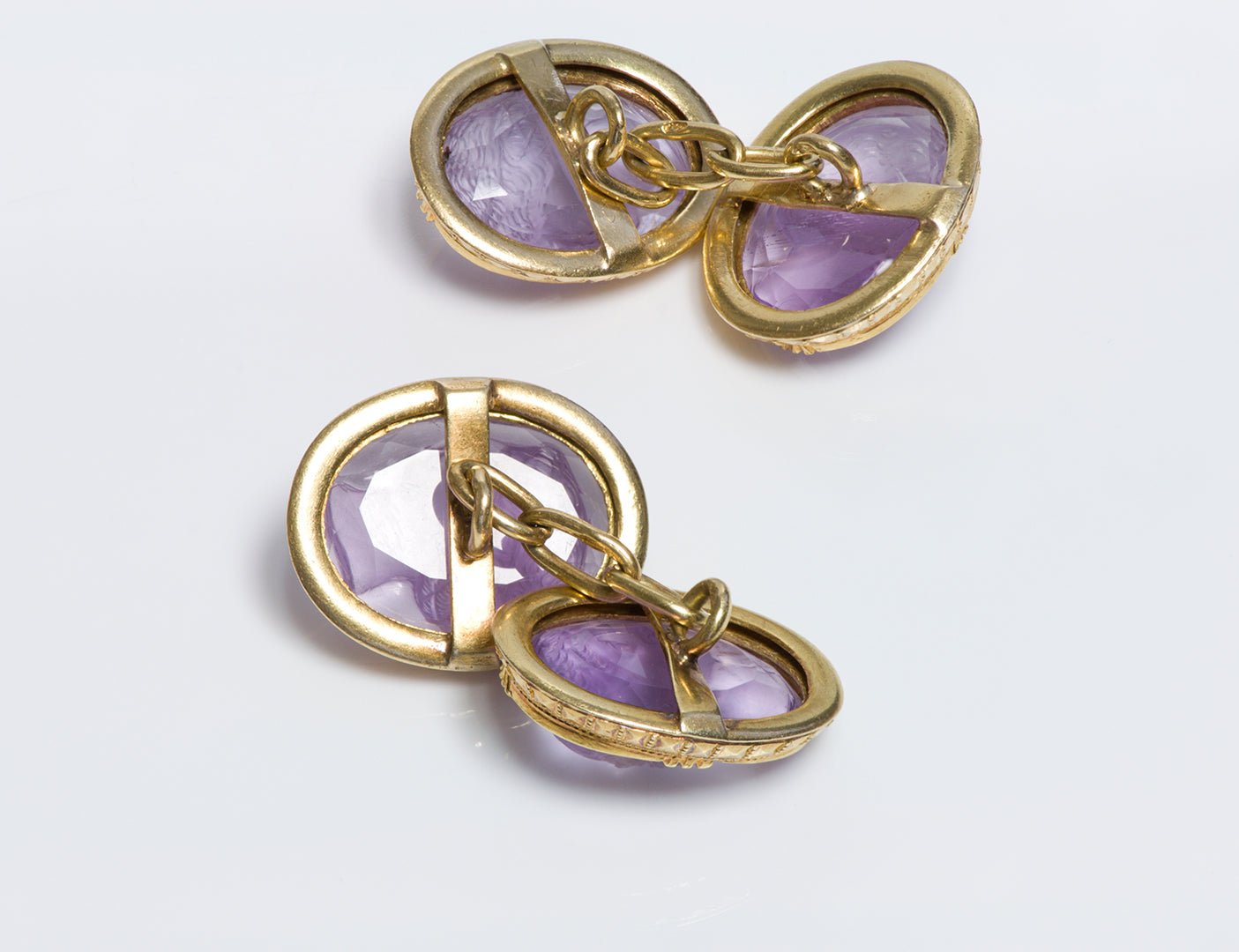Antique Gold Amethyst Cameo Cufflinks