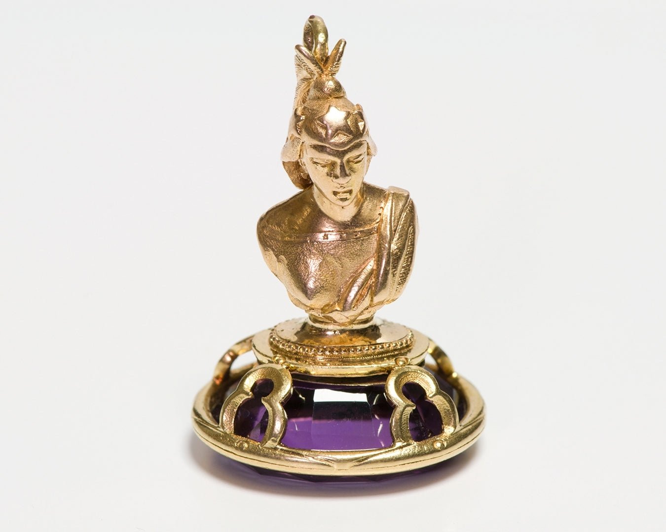 Antique Gold Amethyst Figural Fob