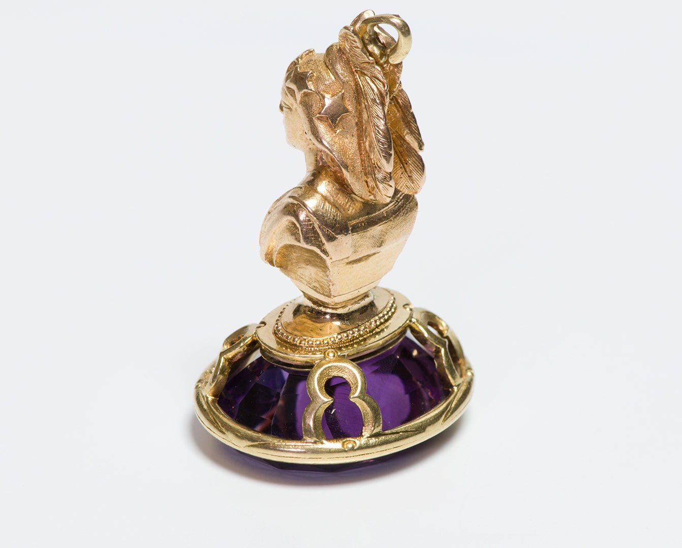 Antique Gold Amethyst Figural Fob