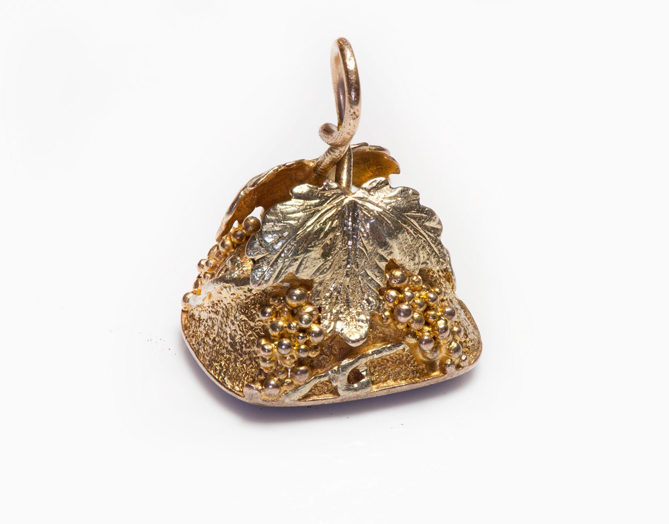 Antique Gold Amethyst Grape Motif Fob