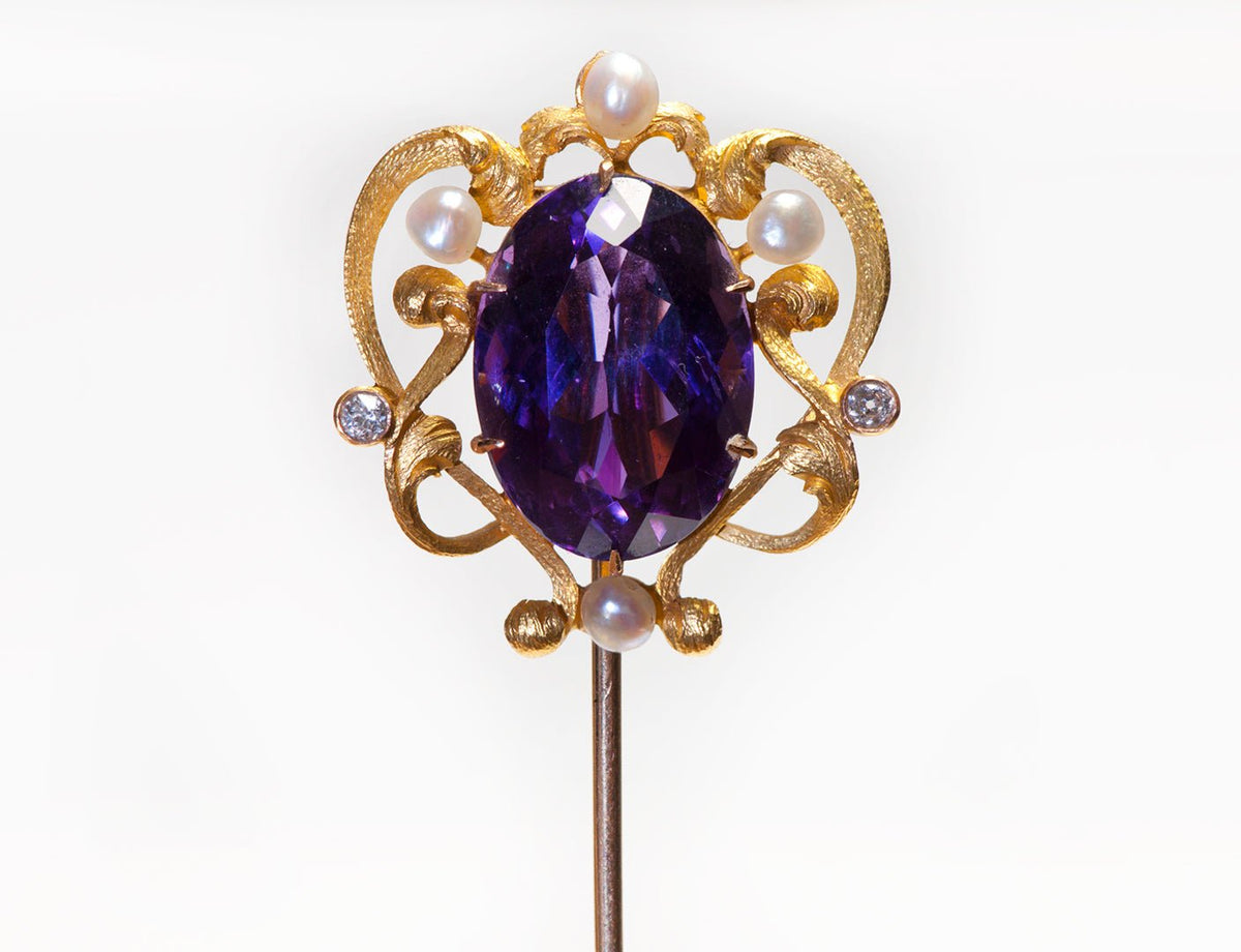 Vintage 14k*? Gold and Amythest Hat Pin Similar Items to Antique 14k Gold Amethyst Dome Hatpin main image 4