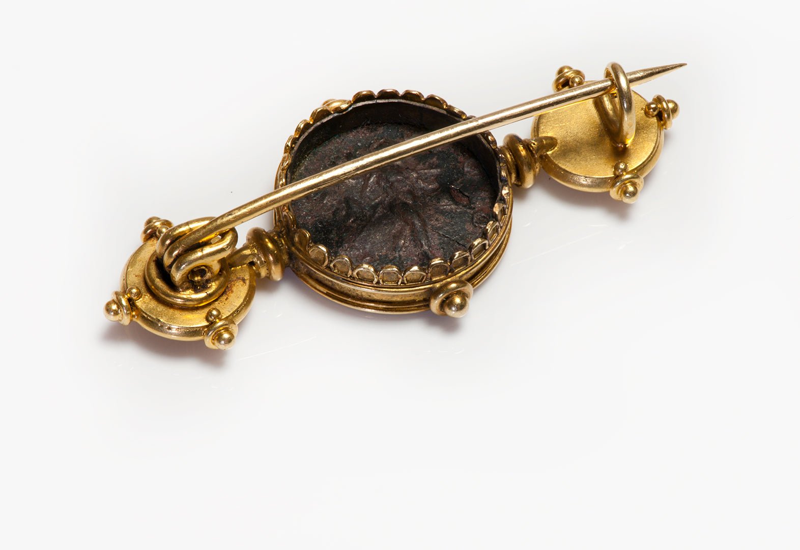 Antique Gold Ancient Coin Brooch Attrib. to Castellani