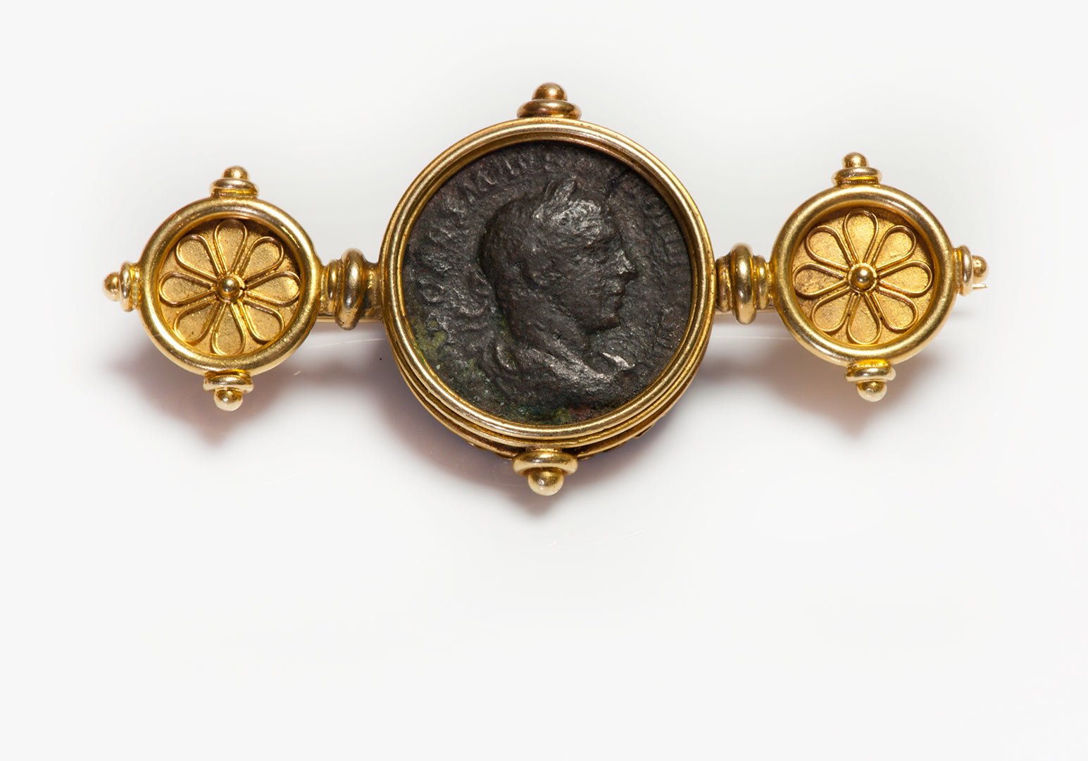 Antique Gold Ancient Coin Brooch Attrib. to Castellani