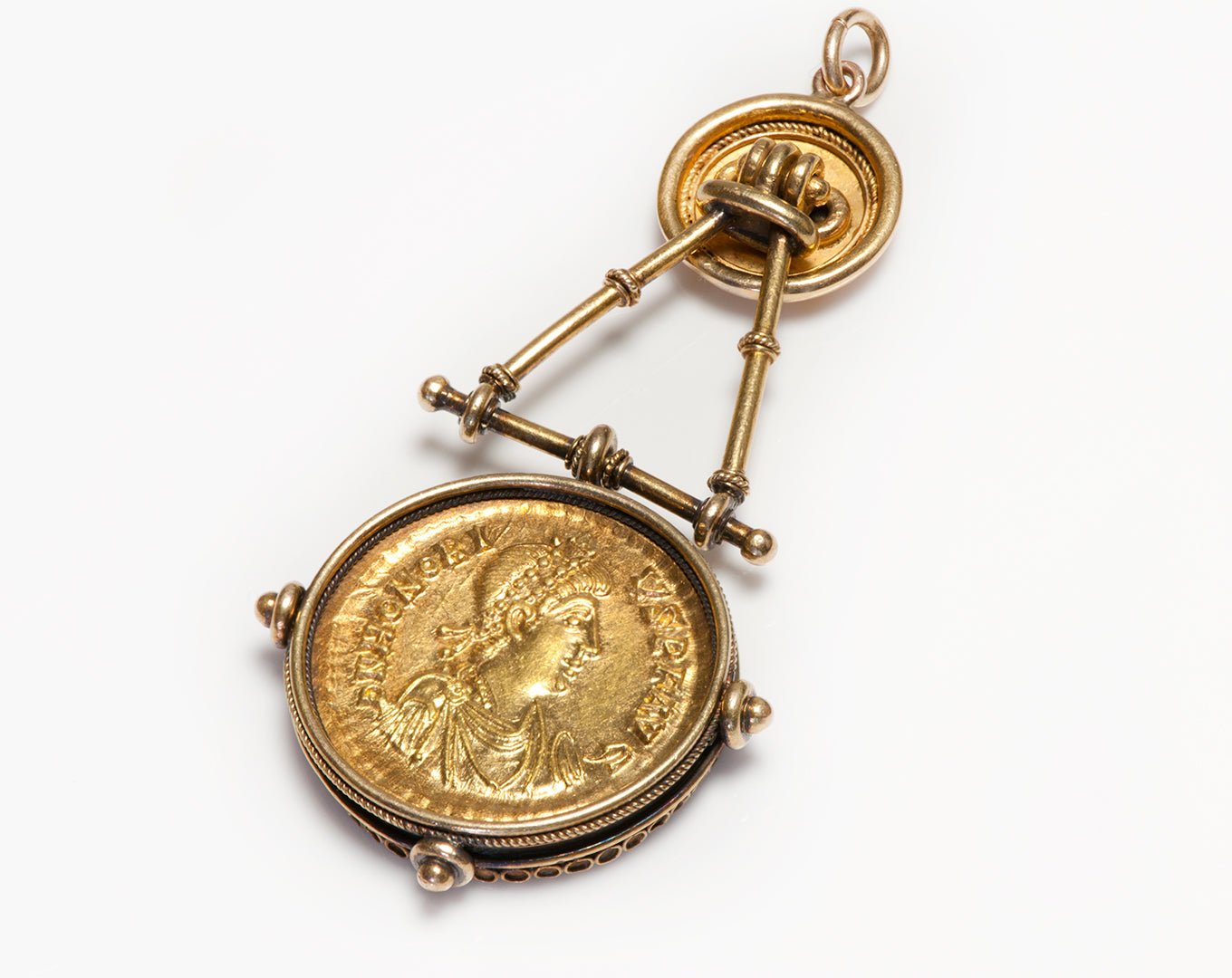 Antique Gold Ancient Roman Coin Pendant Attrib. to Castellani