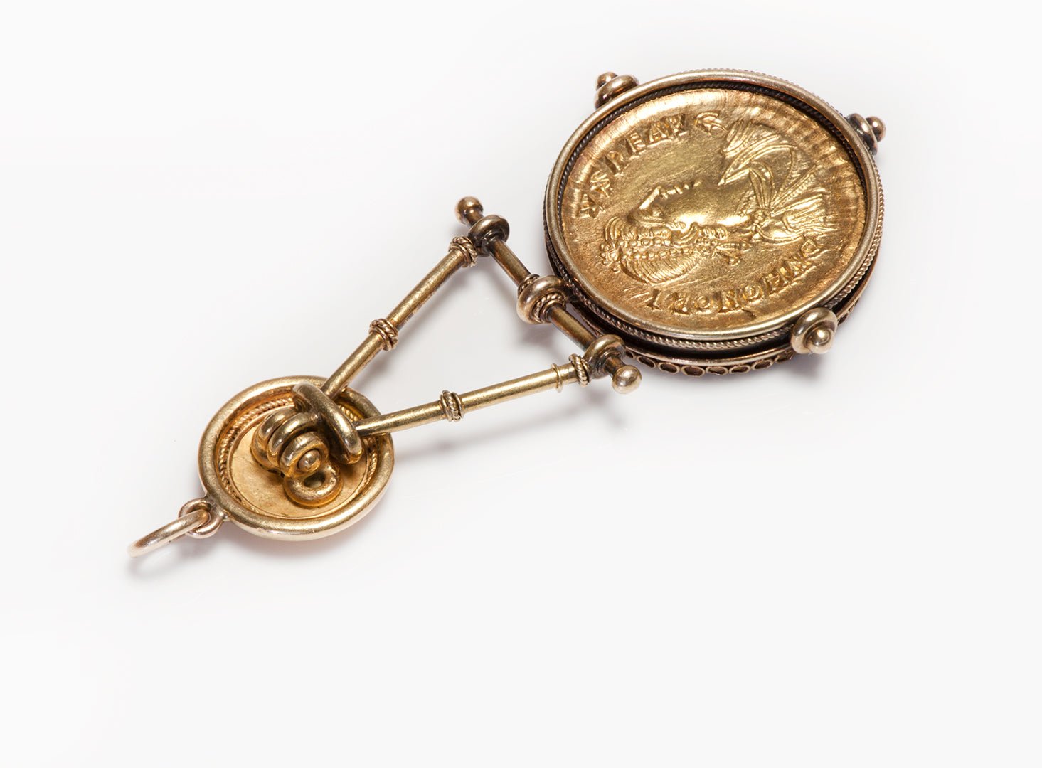 Antique Gold Ancient Roman Coin Pendant Attrib. to Castellani