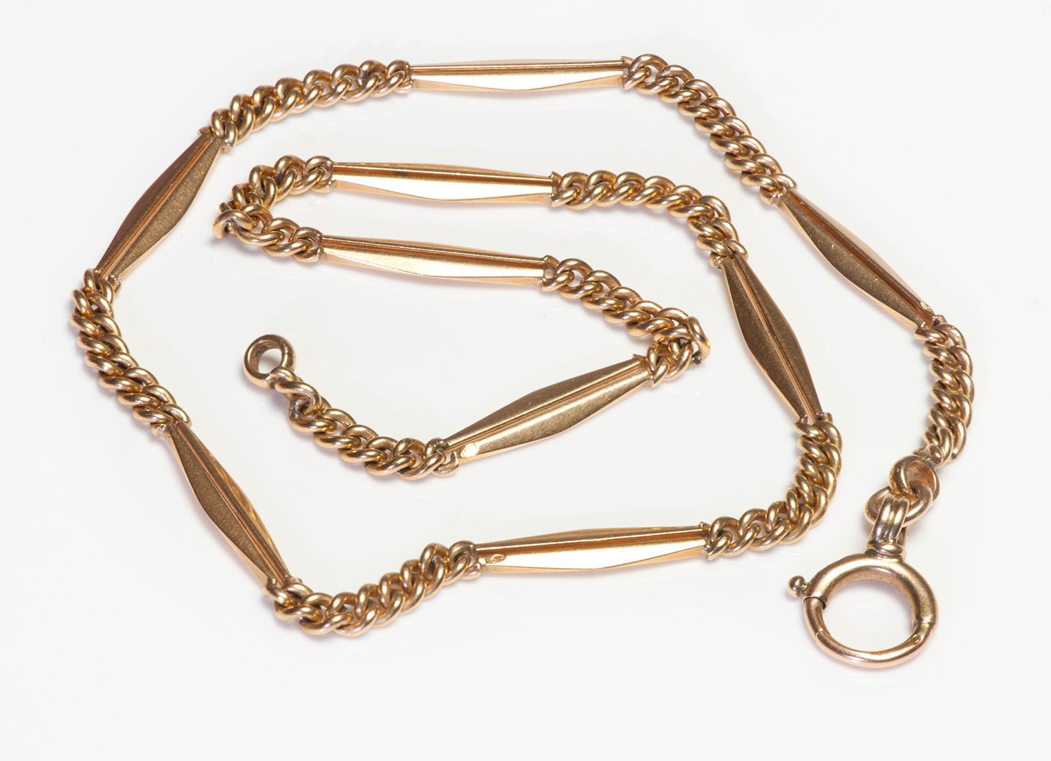 Antique Gold Bar Link Watch Chain