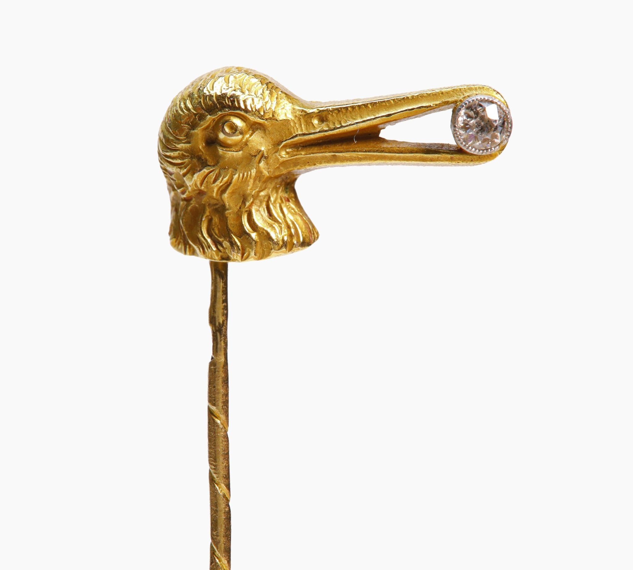 Antique Gold Bird Diamond Stick Pin