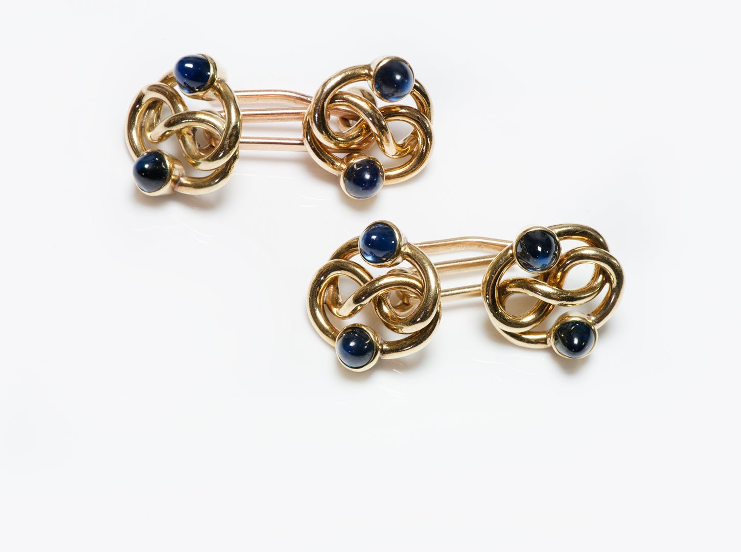 Antique Gold Cabochon Sapphire Double Sided Cufflinks