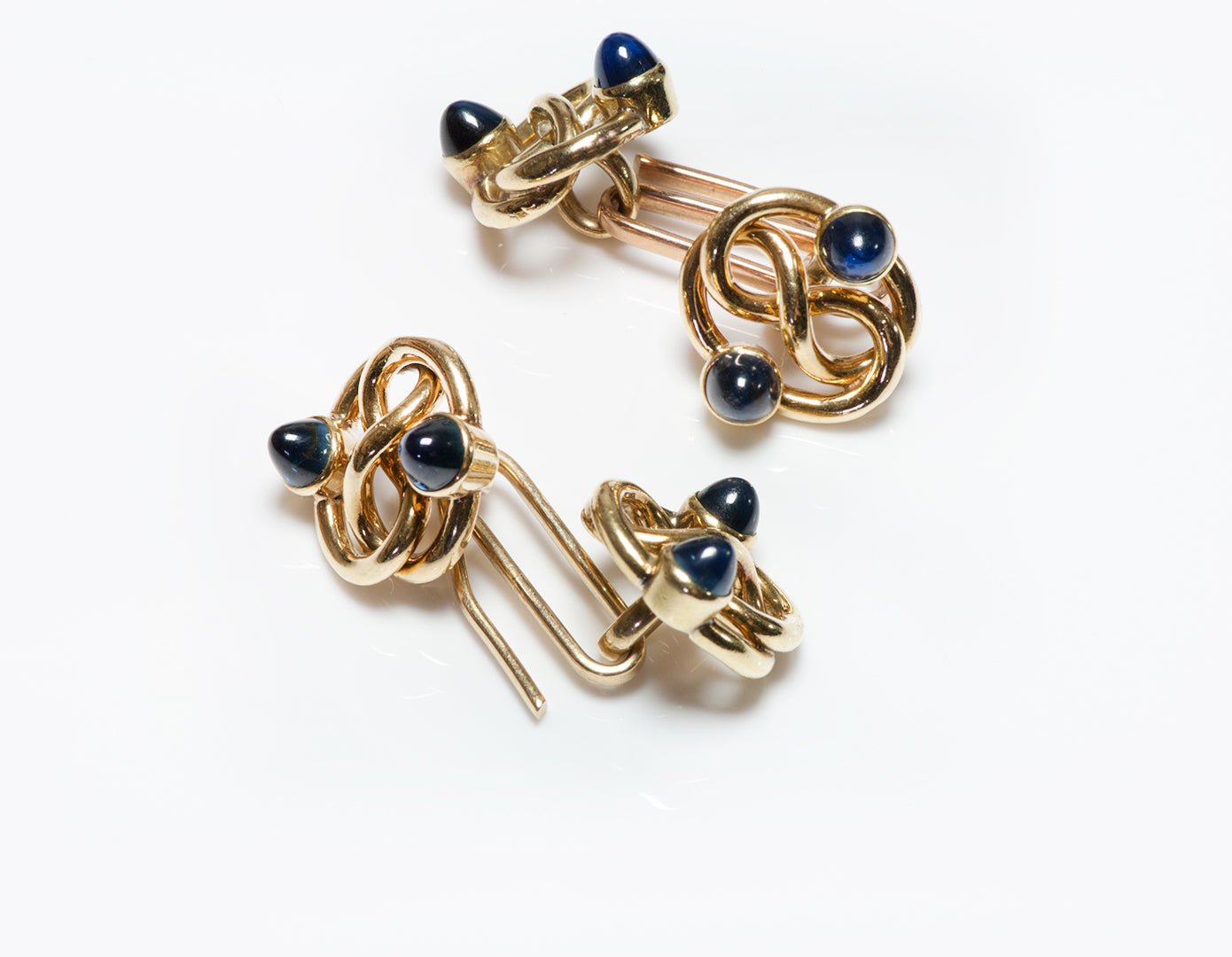Antique Gold Cabochon Sapphire Double Sided Cufflinks