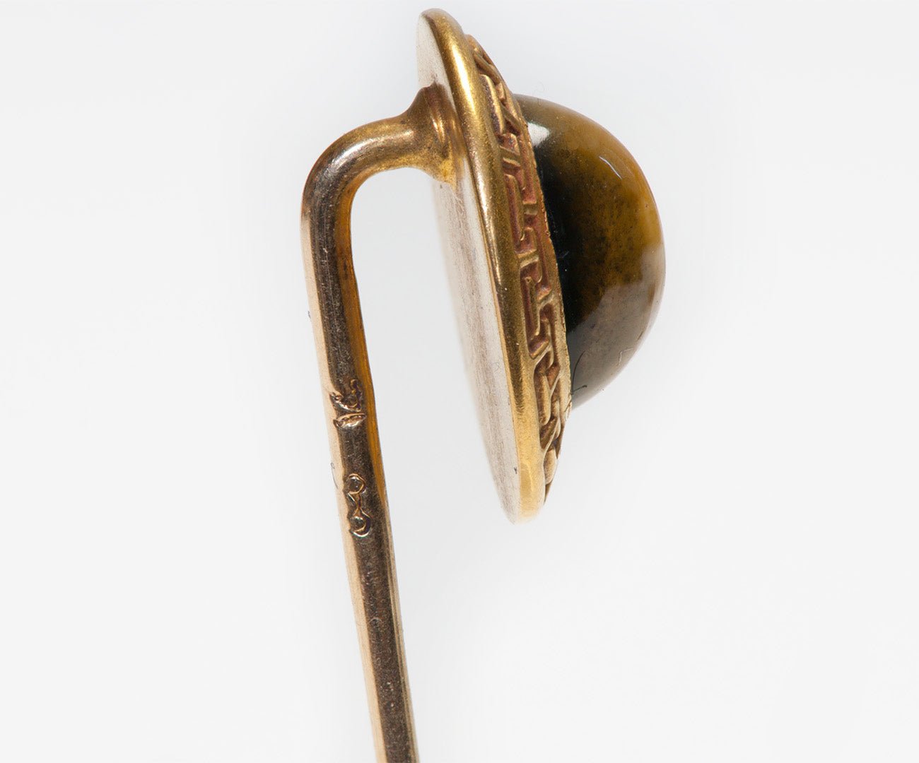 Antique Gold Cabochon Tiger Eye Stick Pin
