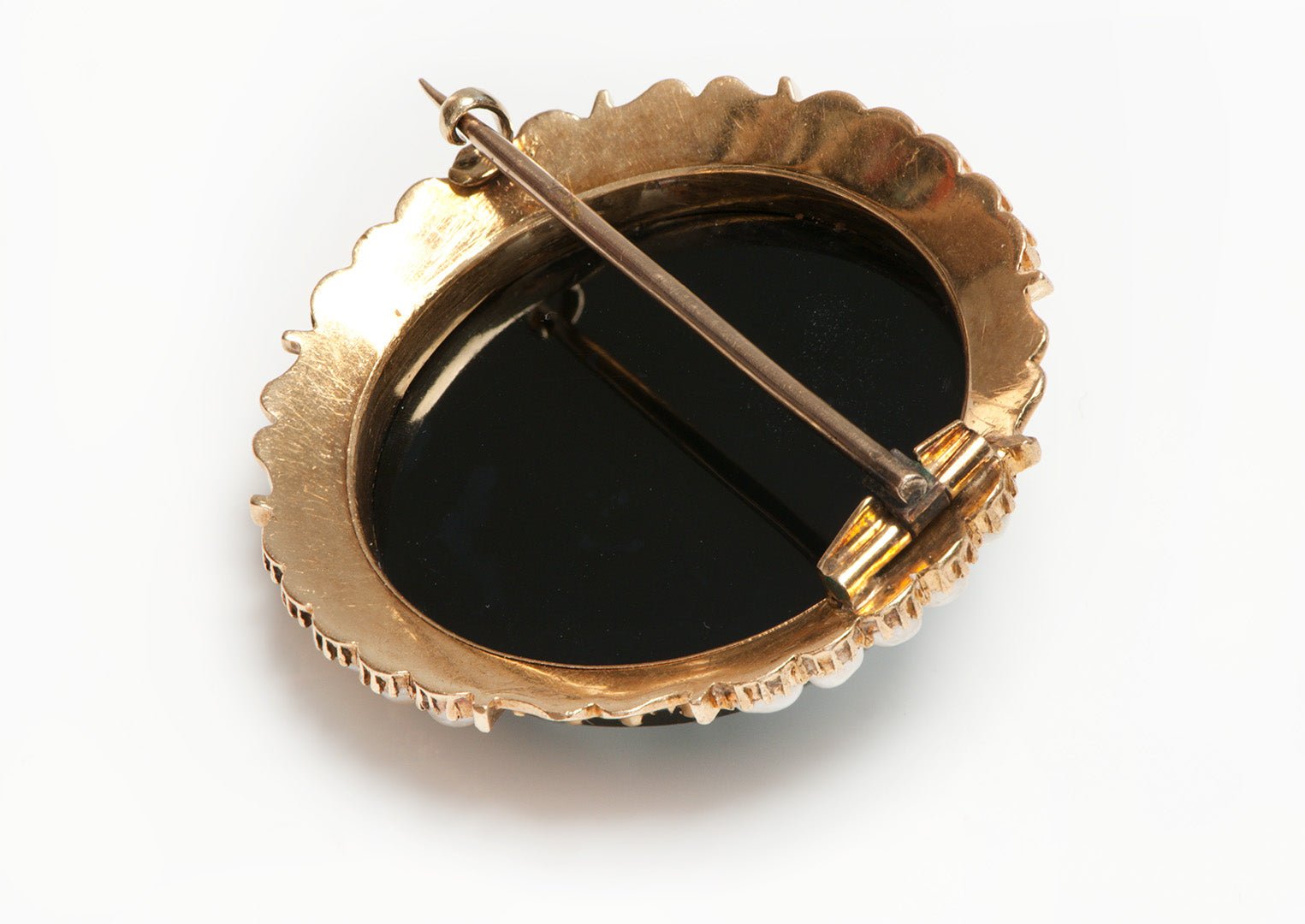 Antique Gold Cameo Pearl and Enamel Brooch