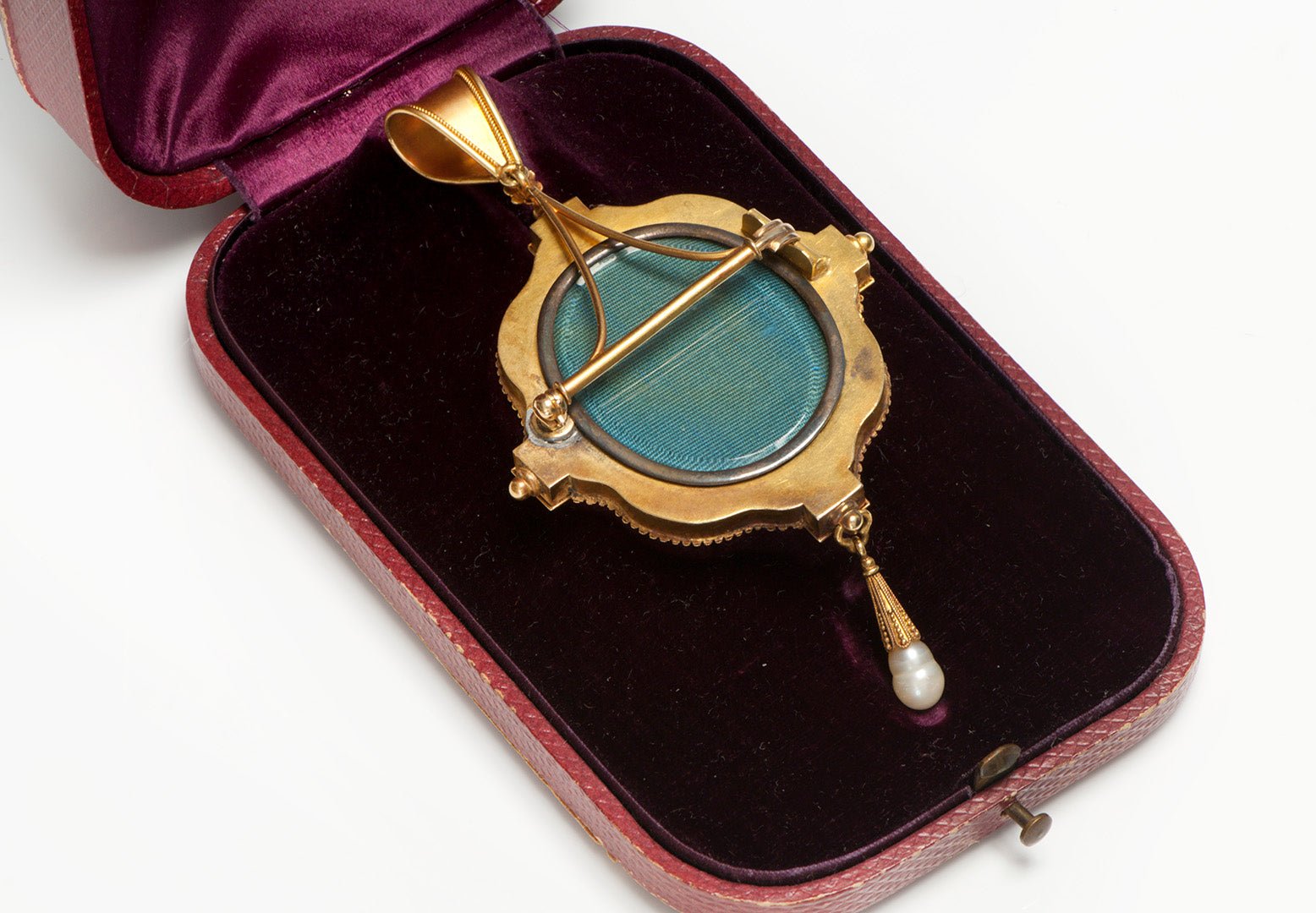 Antique Gold Cameo Pearl Drop Pendant