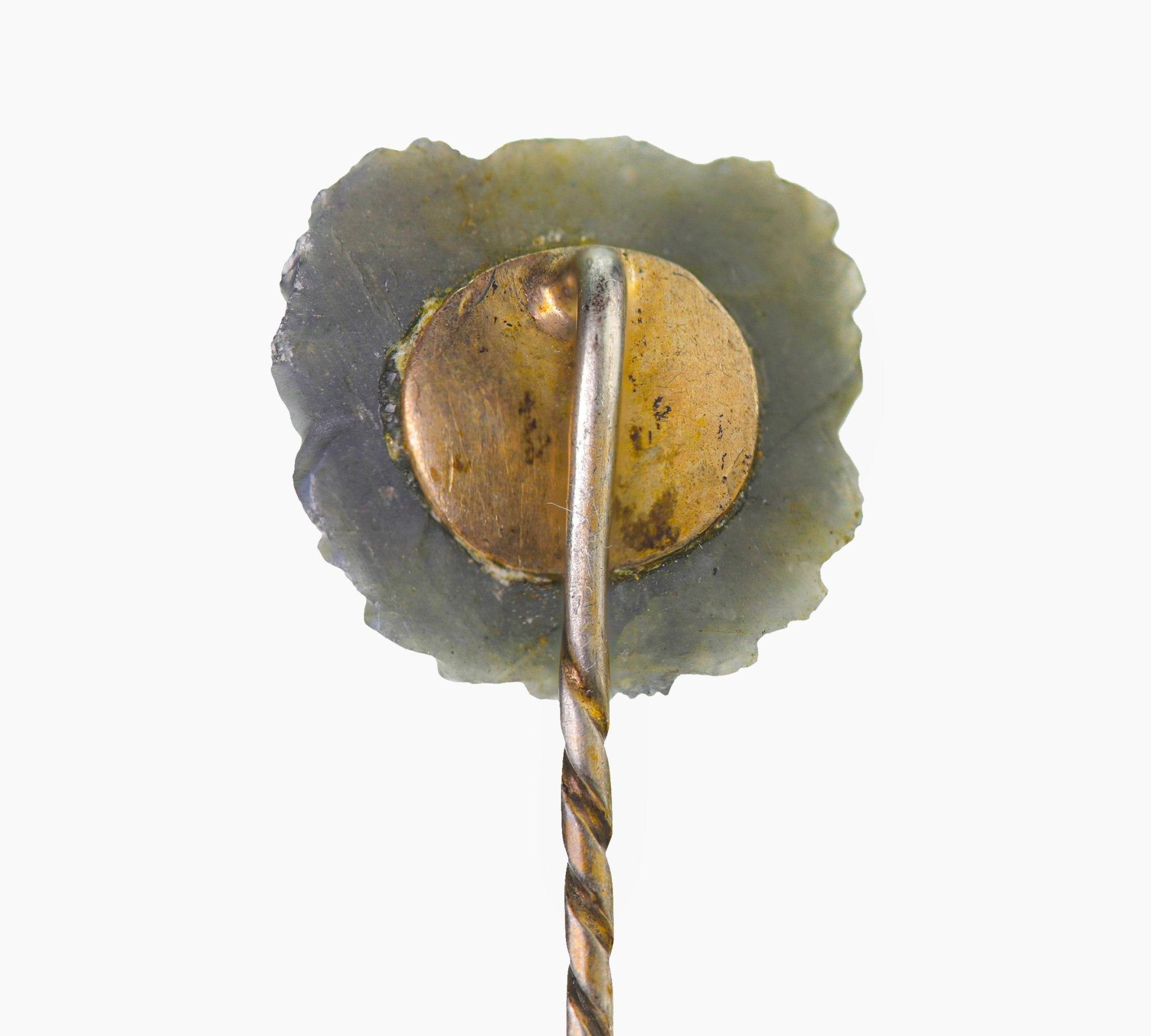 Antique Gold Carved Labradorite Dog Stick Pin