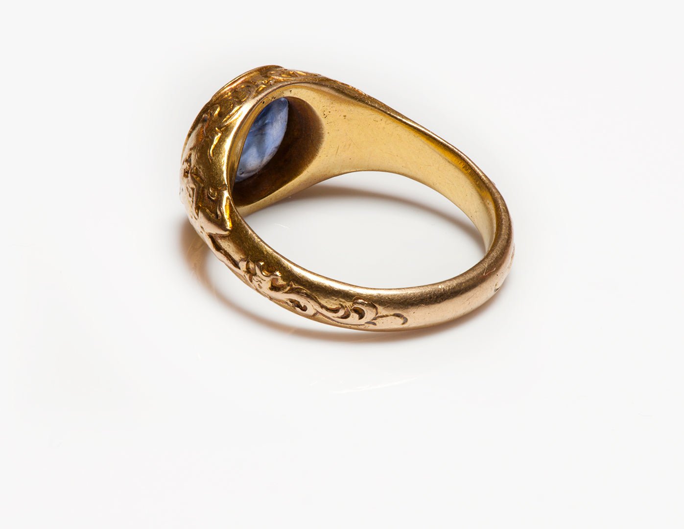 Antique Gold Ceylon Sapphire Intaglio Men's Ring