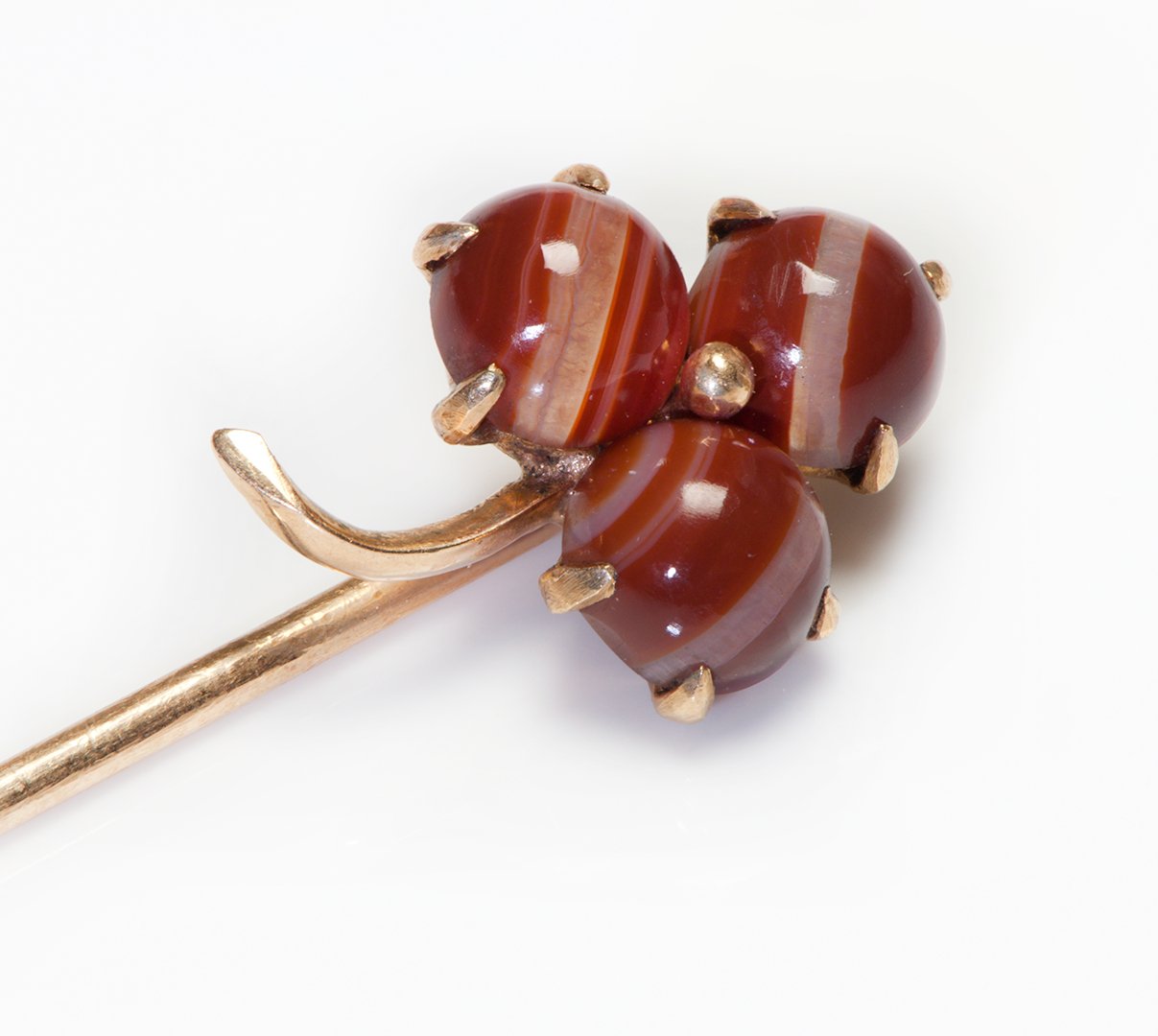 Antique Gold Clover Agate Stick Pin