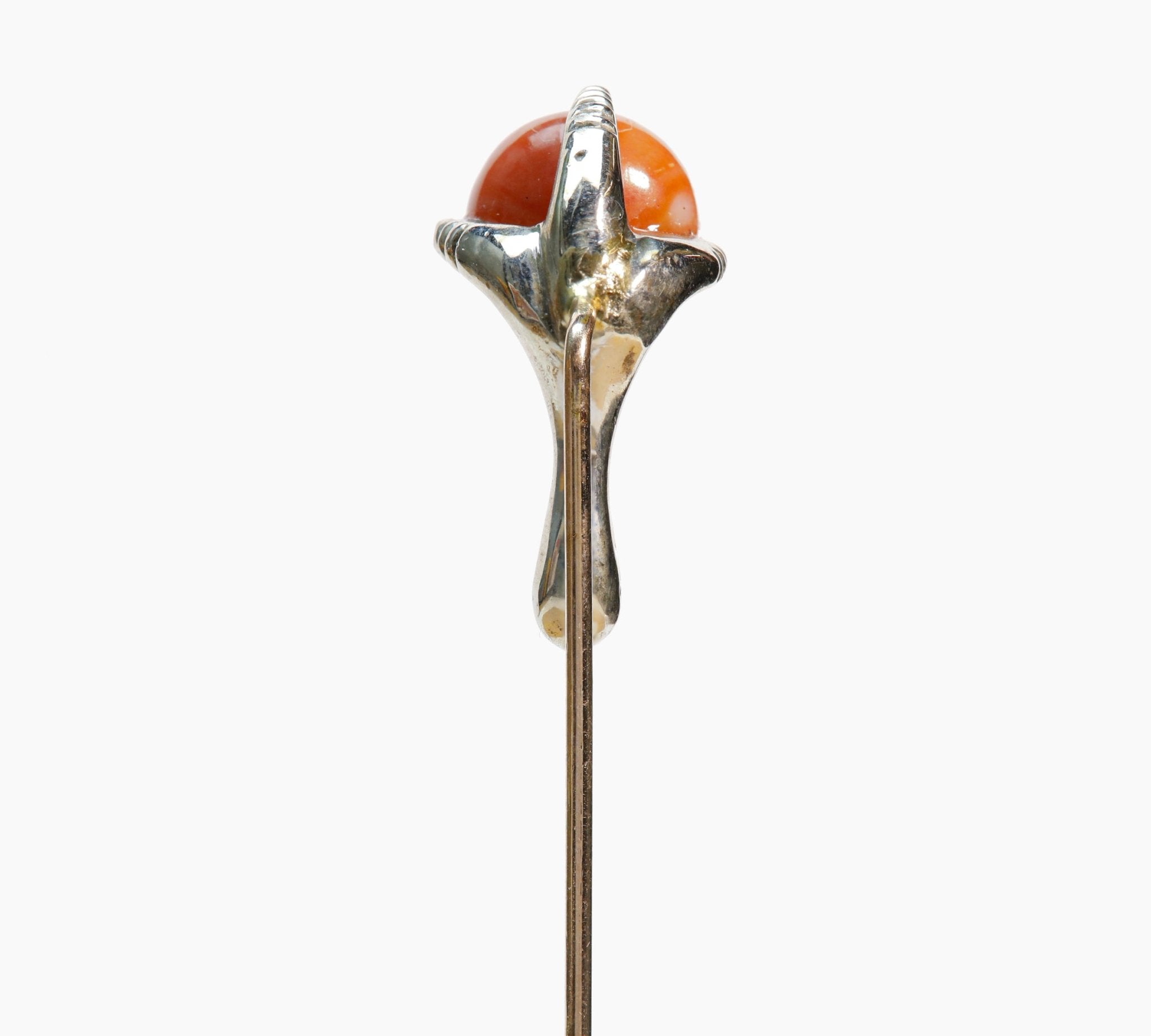 Antique Gold Coral Ball Claw Stick Pin