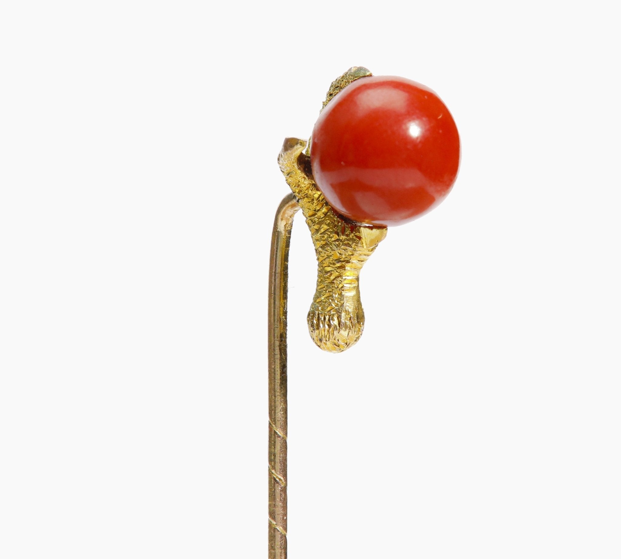 Antique Gold Coral Claw Stick Pin