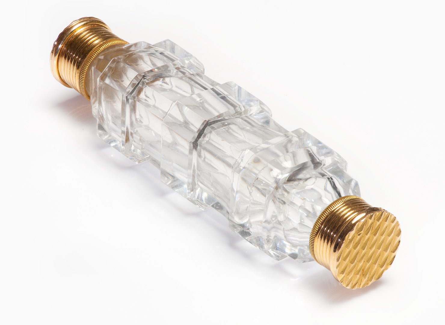 Antique Gold Crystal Double-Sided Vinaigrette Perfume Bottle