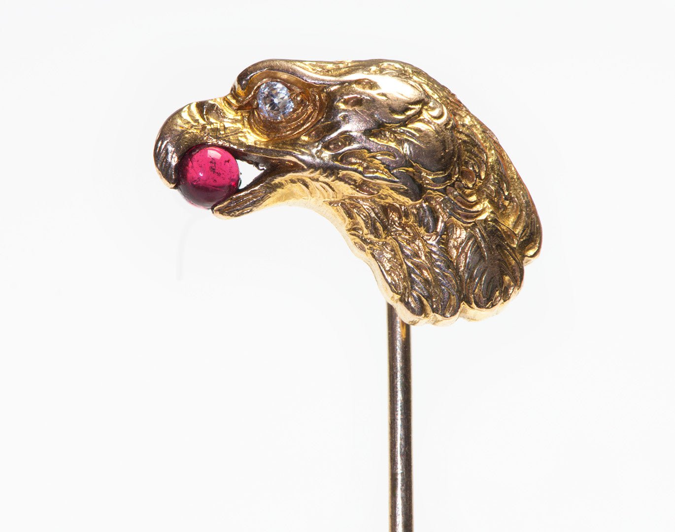 Antique Gold Diamond Eagle Head Stick Pin