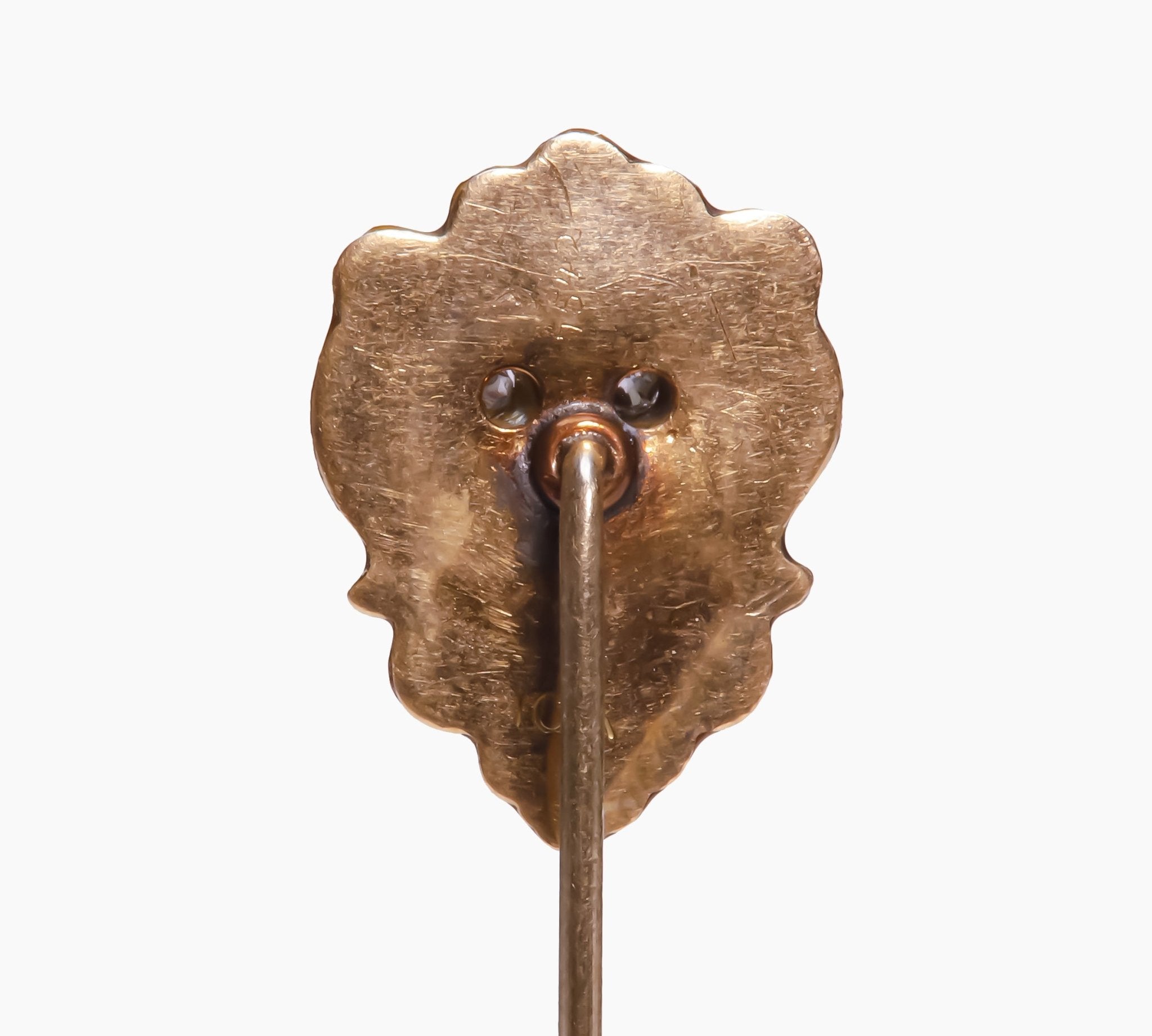 Antique Gold Diamond Enamel Lion Stick Pin