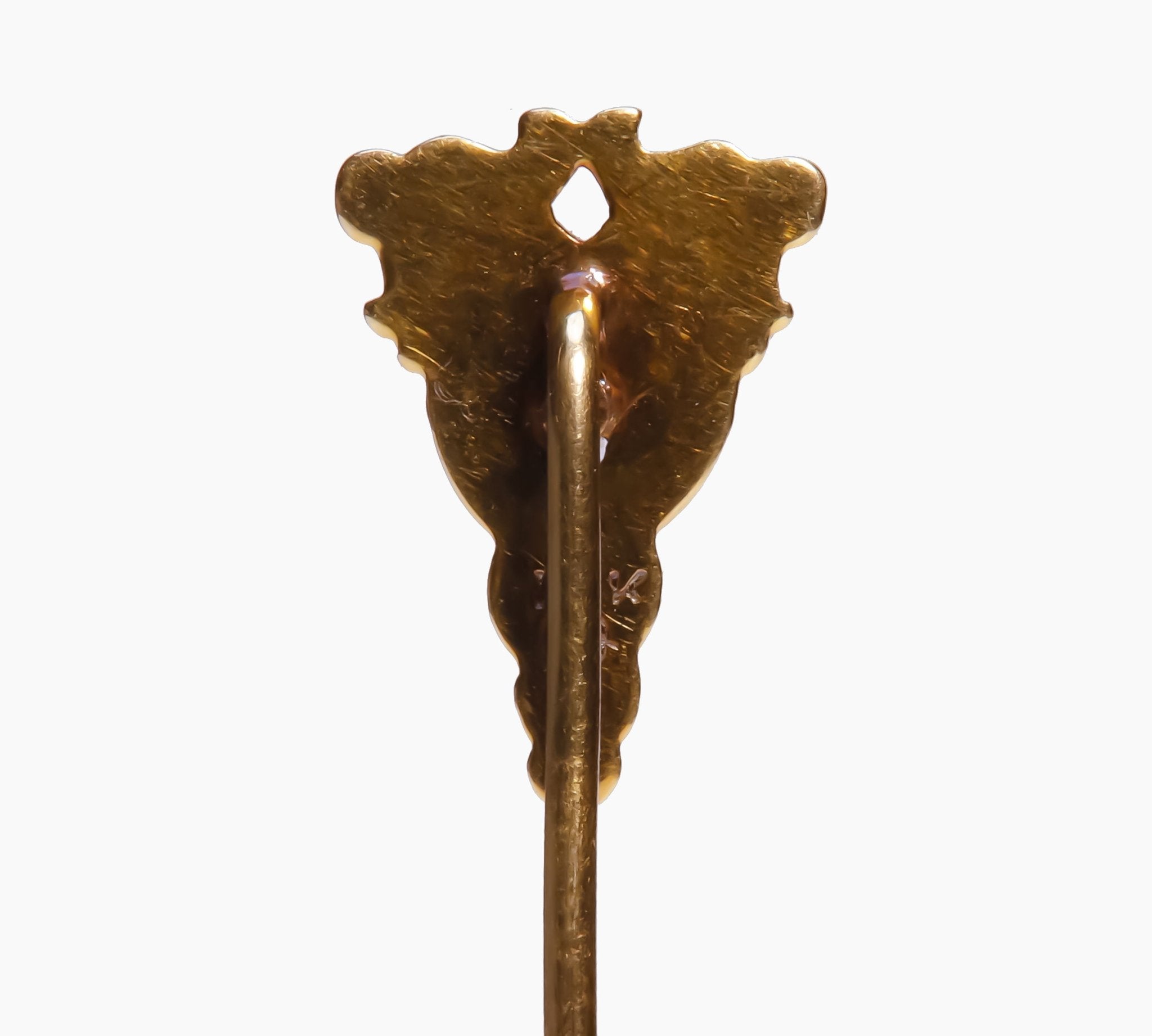 Antique Gold Enamel Diamond Griffin Stick Pin