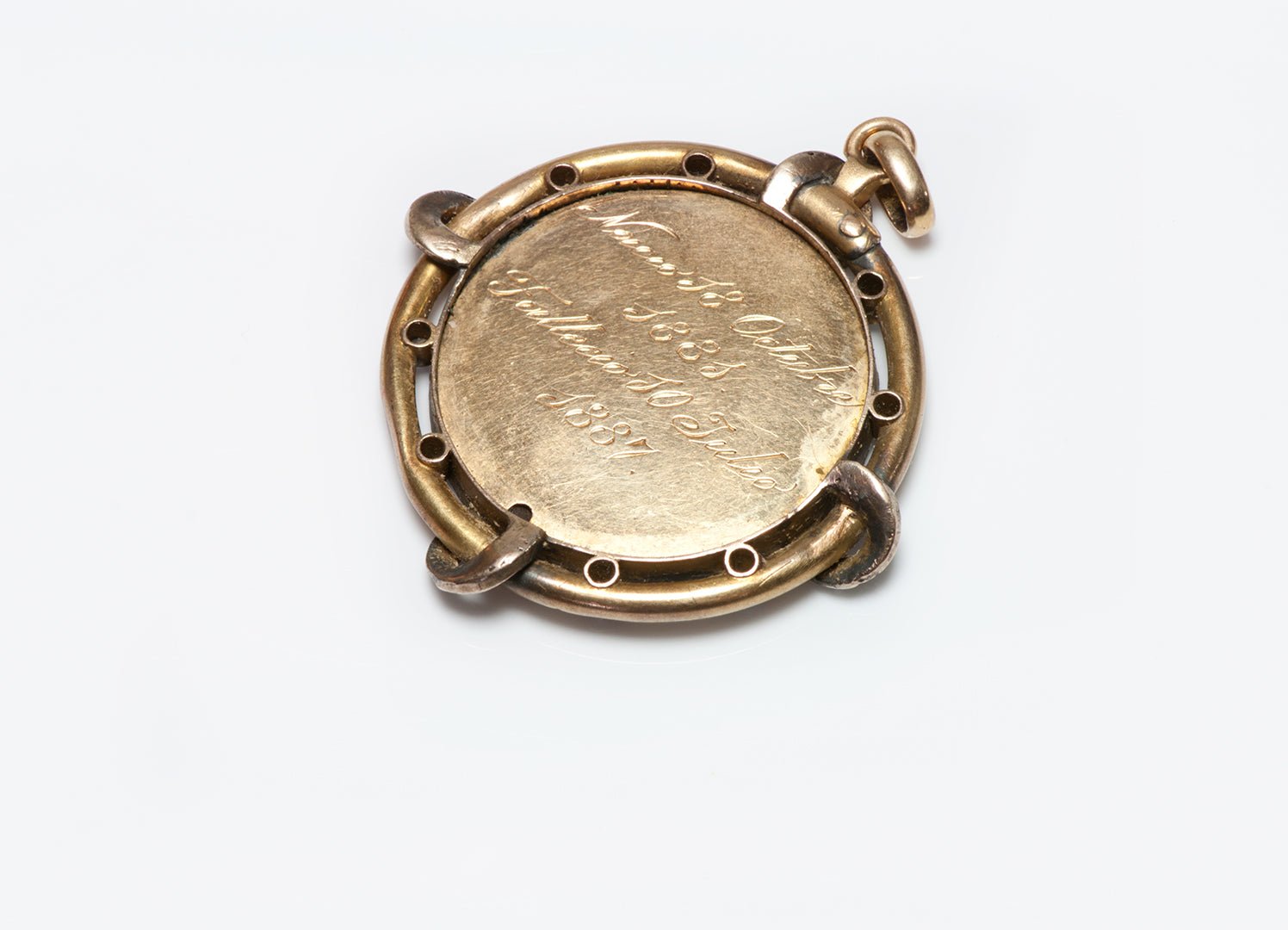Antique Gold Enamel Diamond Sapphire Pendant