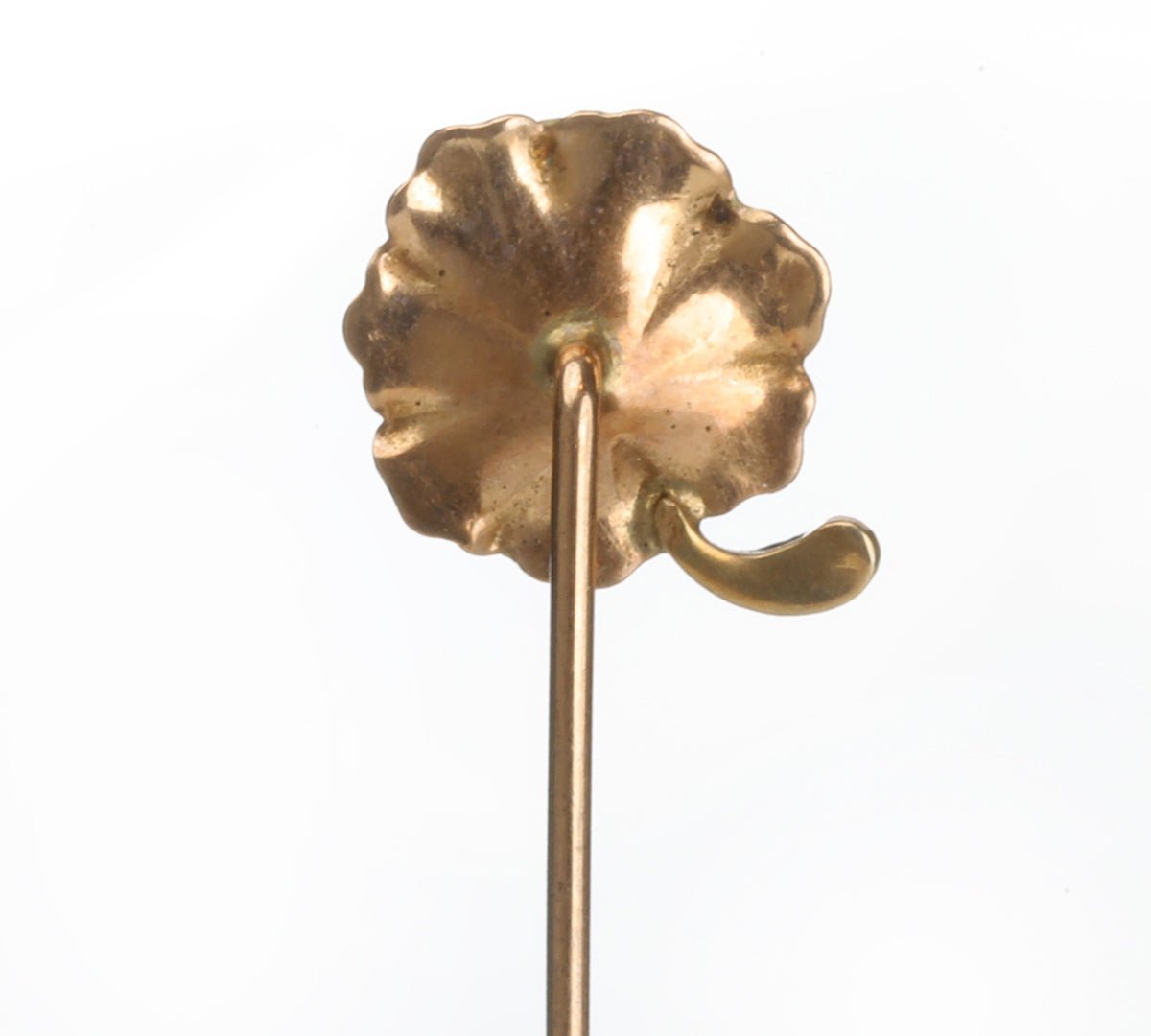 Antique Gold Enamel Pearl Flower Stick Pin