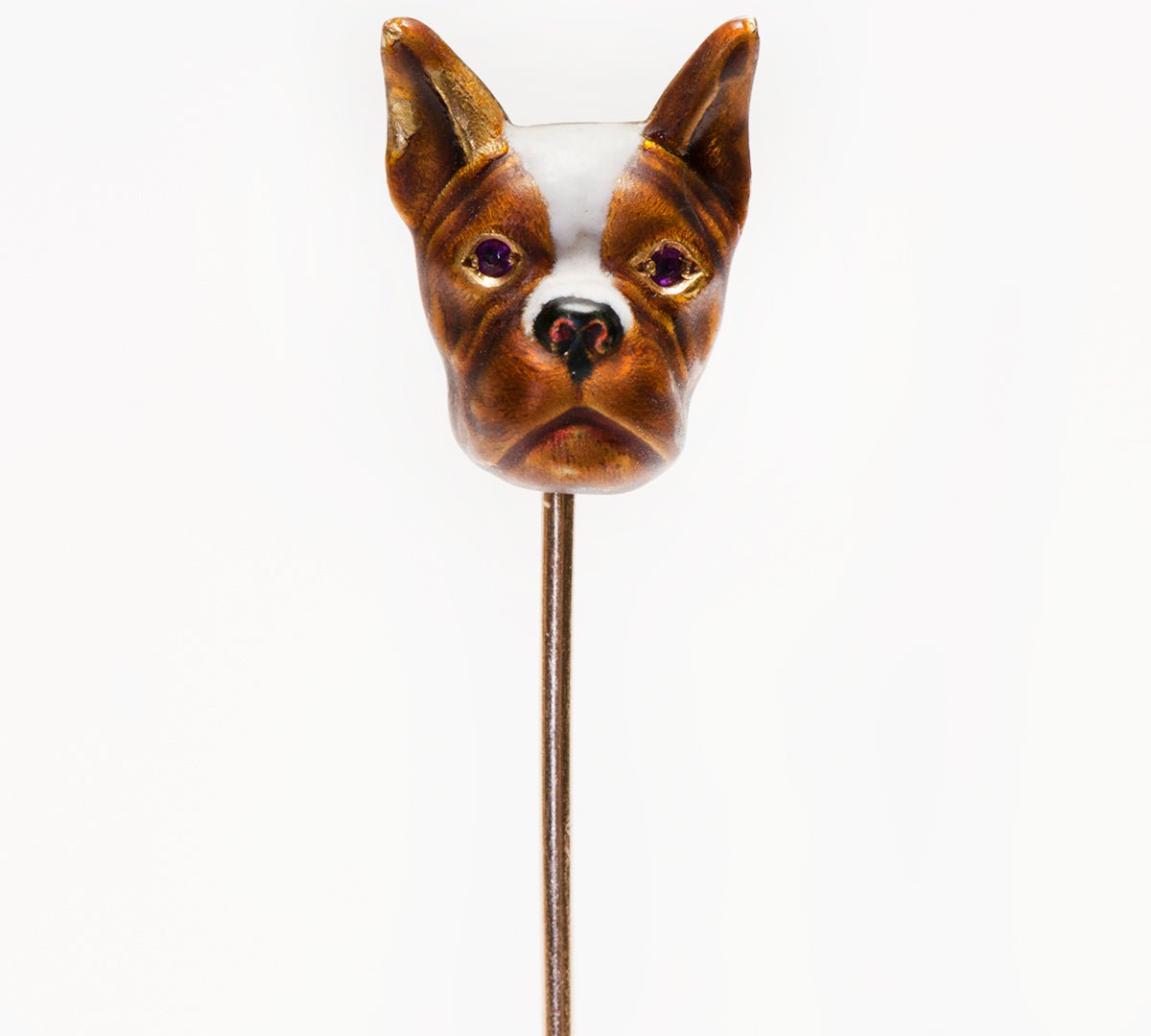 Antique Gold Enamel & Ruby Bulldog Stickpin