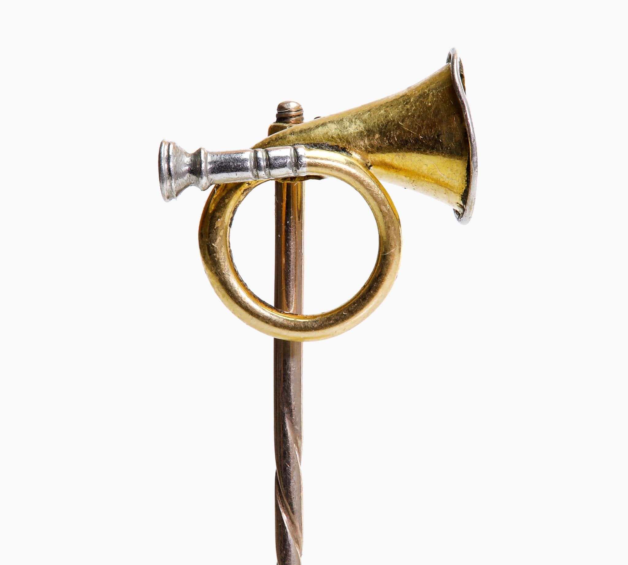 Antique Gold French Horn Stick Pin