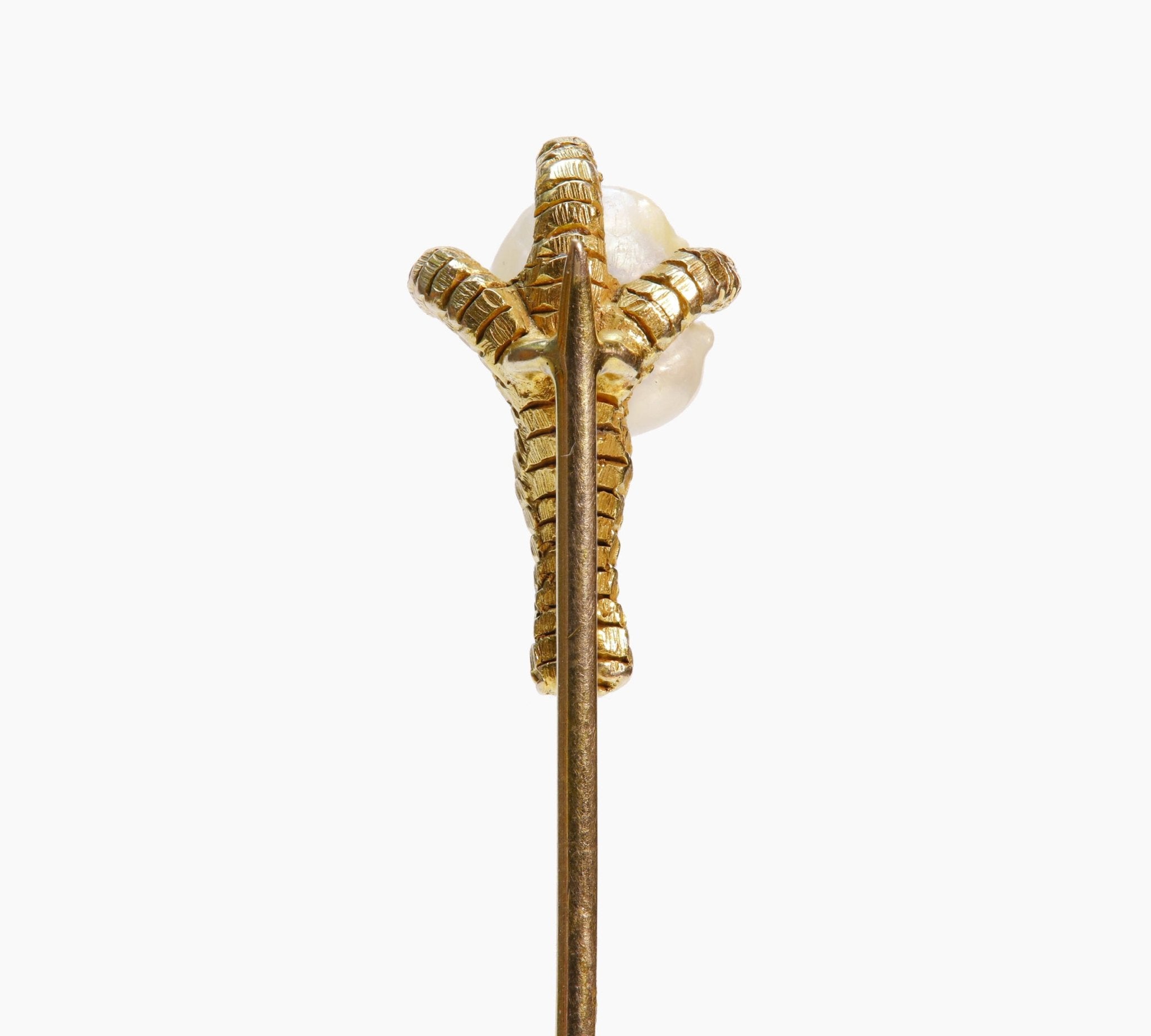 Antique Gold Freshwater Pearl Claw Stick Pin