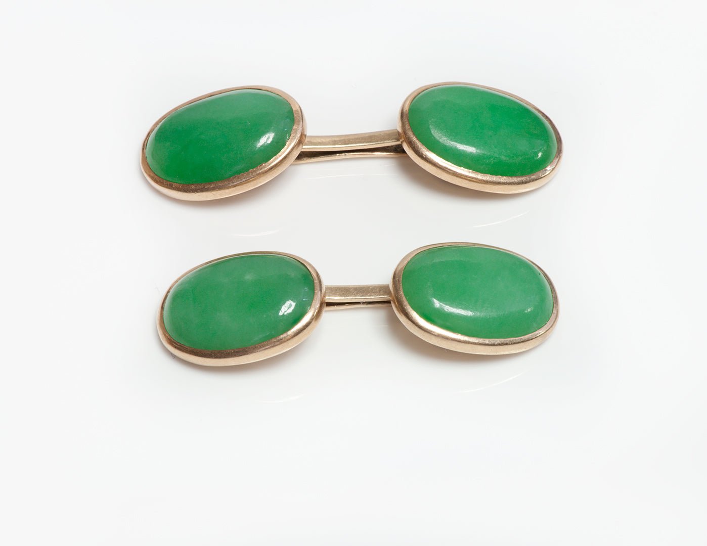 Antique Gold GIA Certified Natural Untreated Translucent Jadeite Jade Cufflinks