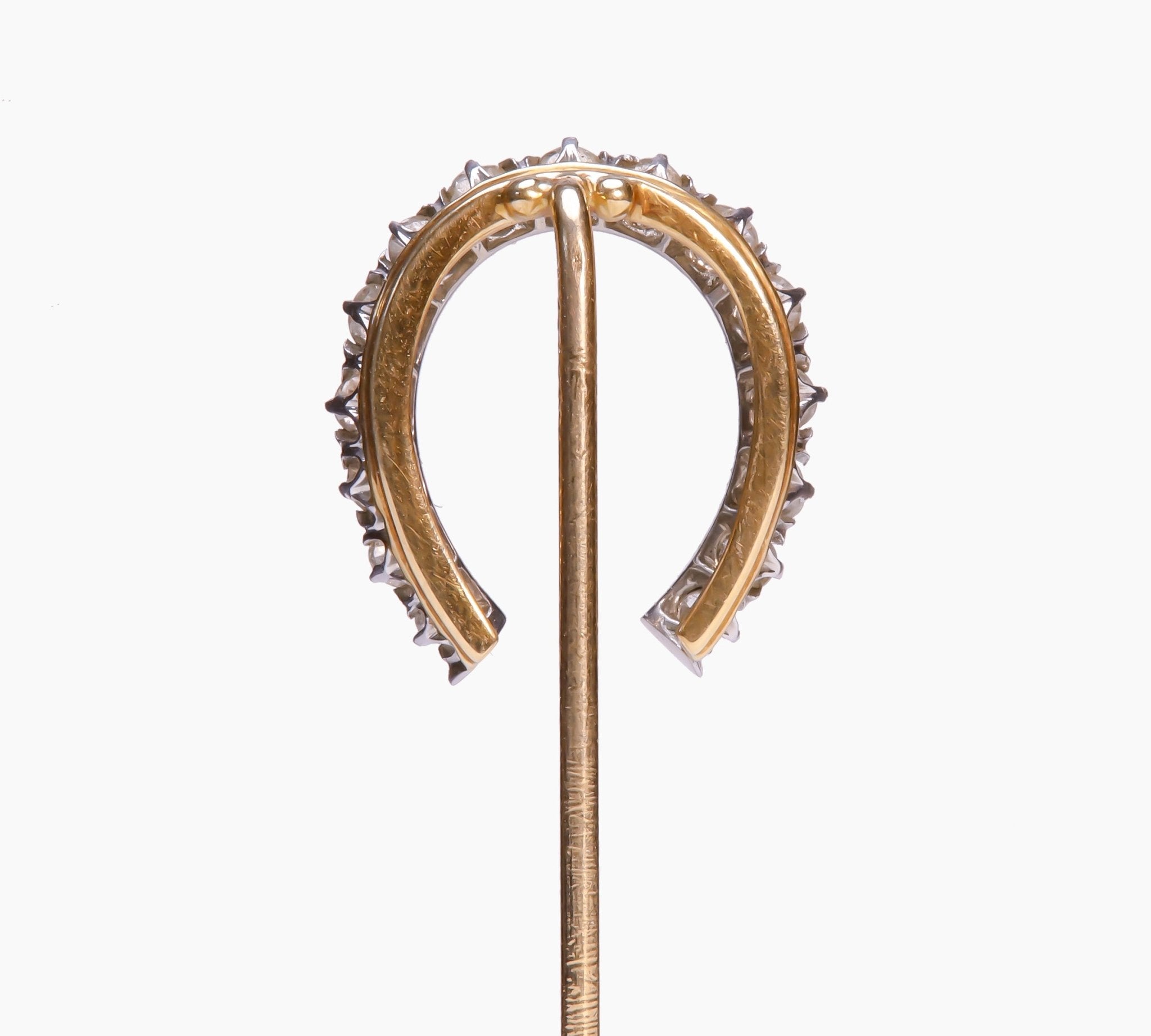 Antique Gold Horseshoe Diamond Stick Pin