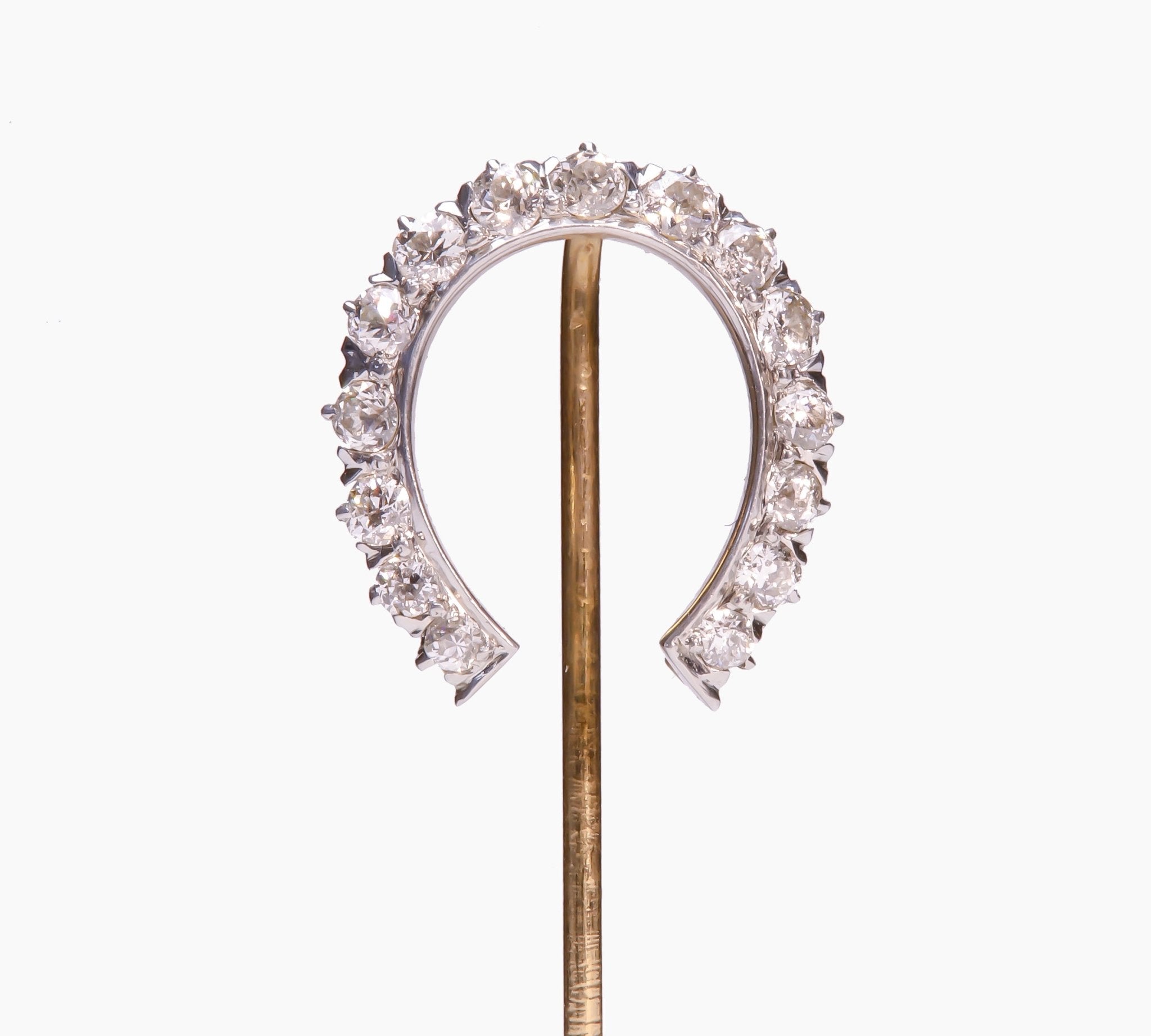 Antique Gold Horseshoe Diamond Stick Pin