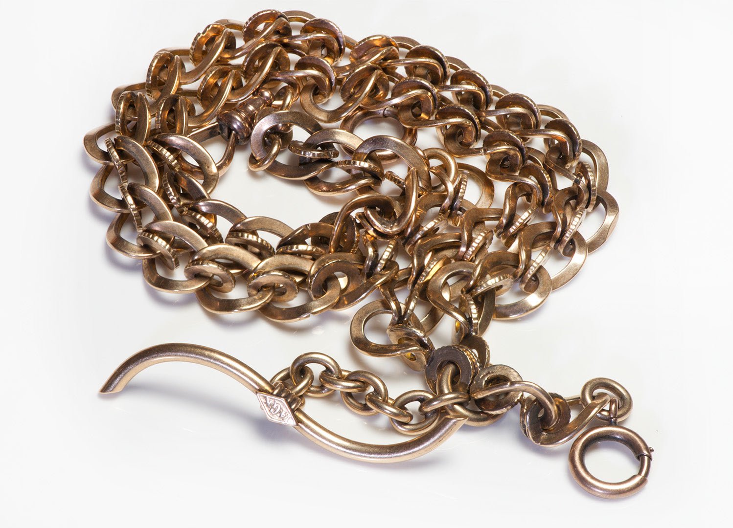 Antique Gold Large Ornate Link Fob Watch Chain