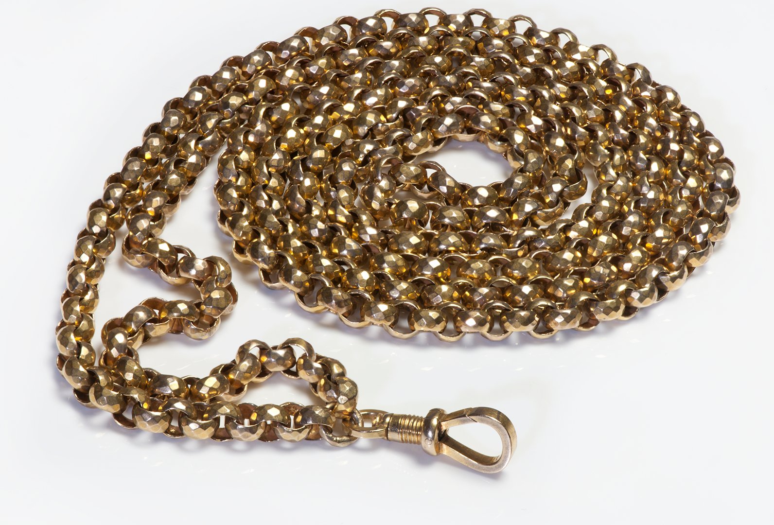 Antique Gold Long Faceted Chain