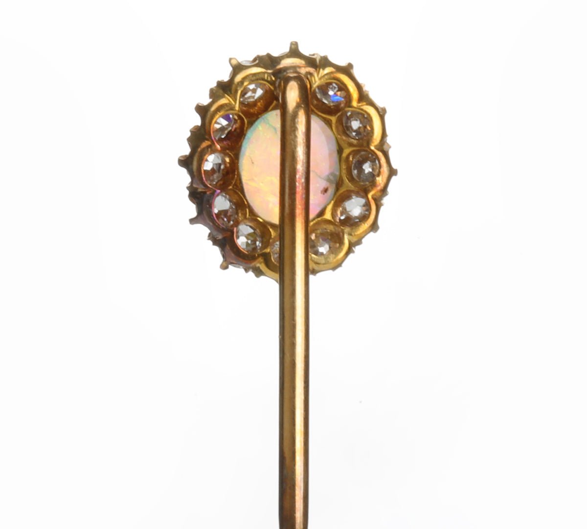 Antique Gold Opal Diamond Stick Pin